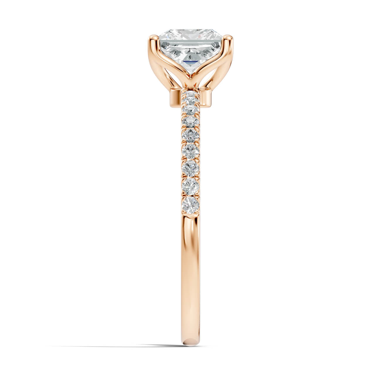 1.15 Ct. Princess-Cut Diamond Engagement Ring with Pavé Band (b7-c) 5