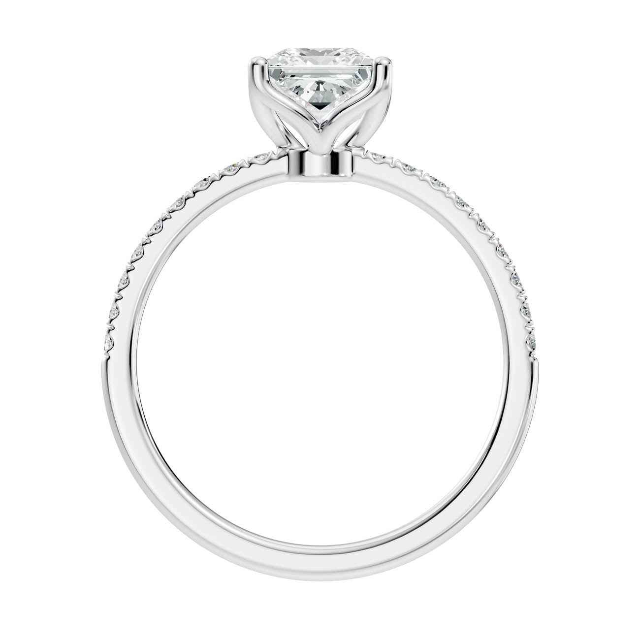 1.15 Ct. Princess-Cut Diamond Engagement Ring with Pavé Band (b7-c) 8