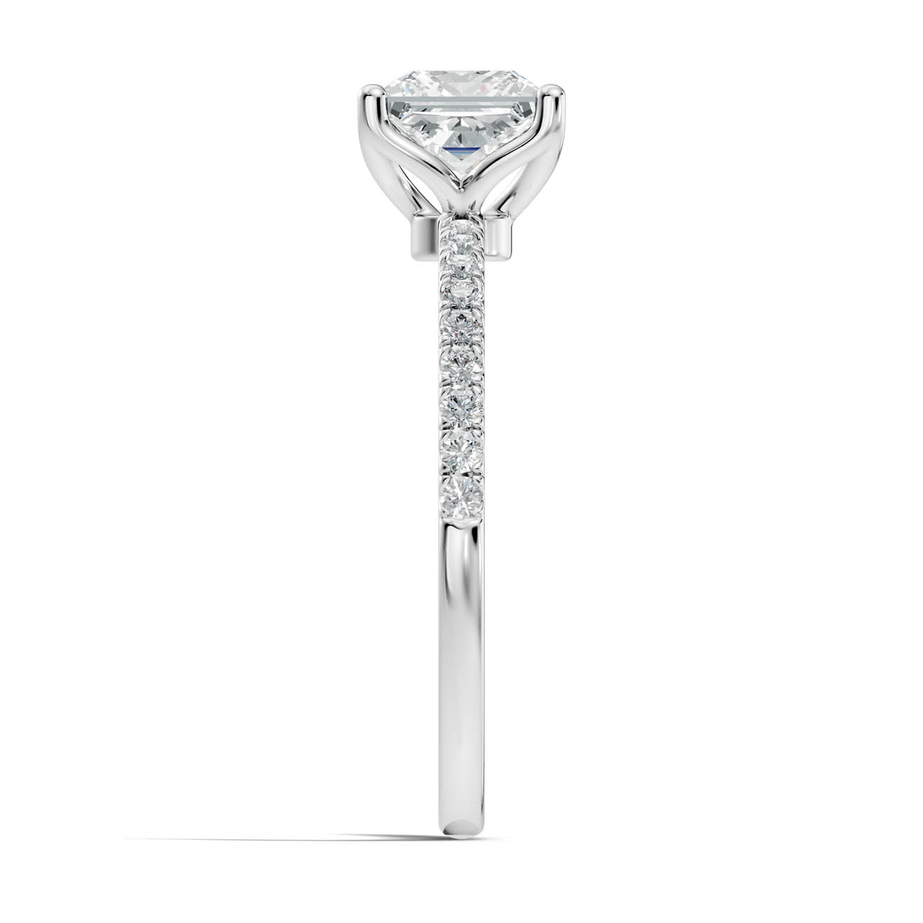 1.15 Ct. Princess-Cut Diamond Engagement Ring with Pavé Band (b7-c) 10