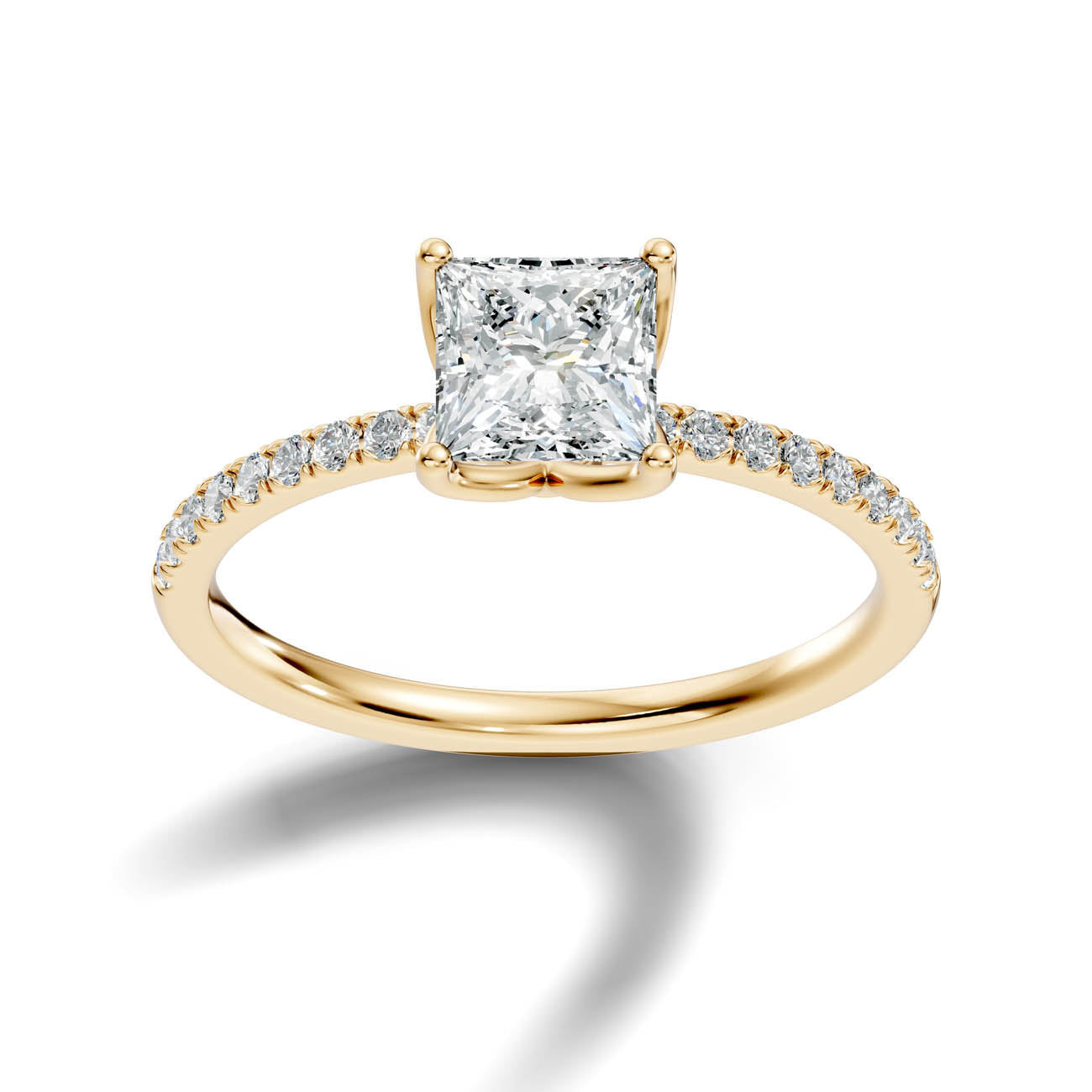 1.15 Ct. Princess-Cut Diamond Engagement Ring with Pavé Band (b7-c) 14