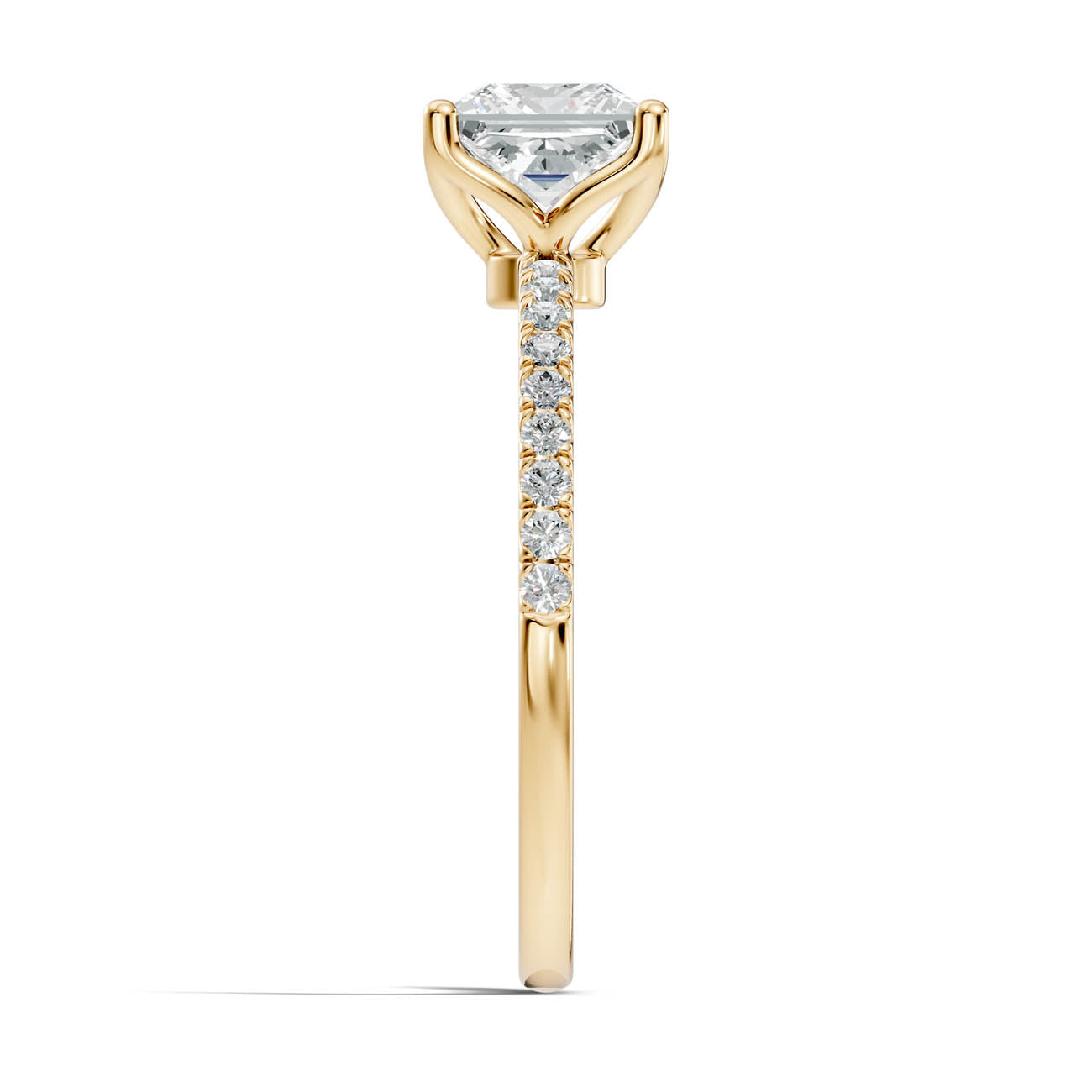 1.15 Ct. Princess-Cut Diamond Engagement Ring with Pavé Band (b7-c) 15