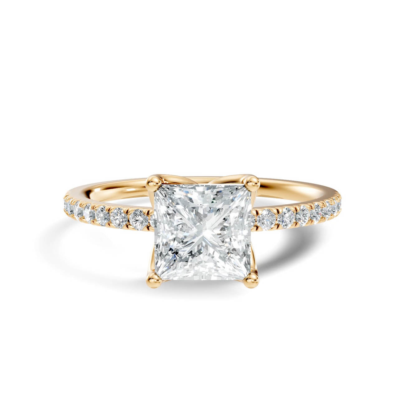1.15 Ct. Princess-Cut Diamond Engagement Ring with Pavé Band (b7-c) 3