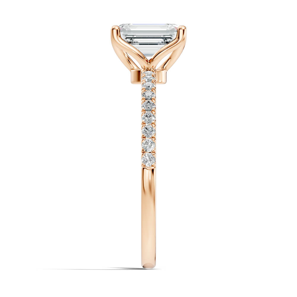 1.15 Ct. Emerald Cut Diamond Pavé Solitaire Ring (b7-d) 3