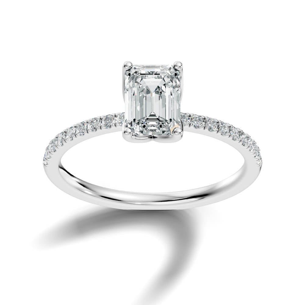 1.15 Ct. Emerald Cut Diamond Ring with Pavé Band (b7-d) 8