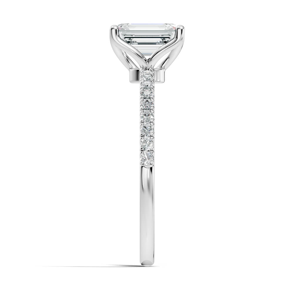 1.15 Ct. Emerald Cut Diamond Ring with Pavé Band (b7-d) 9