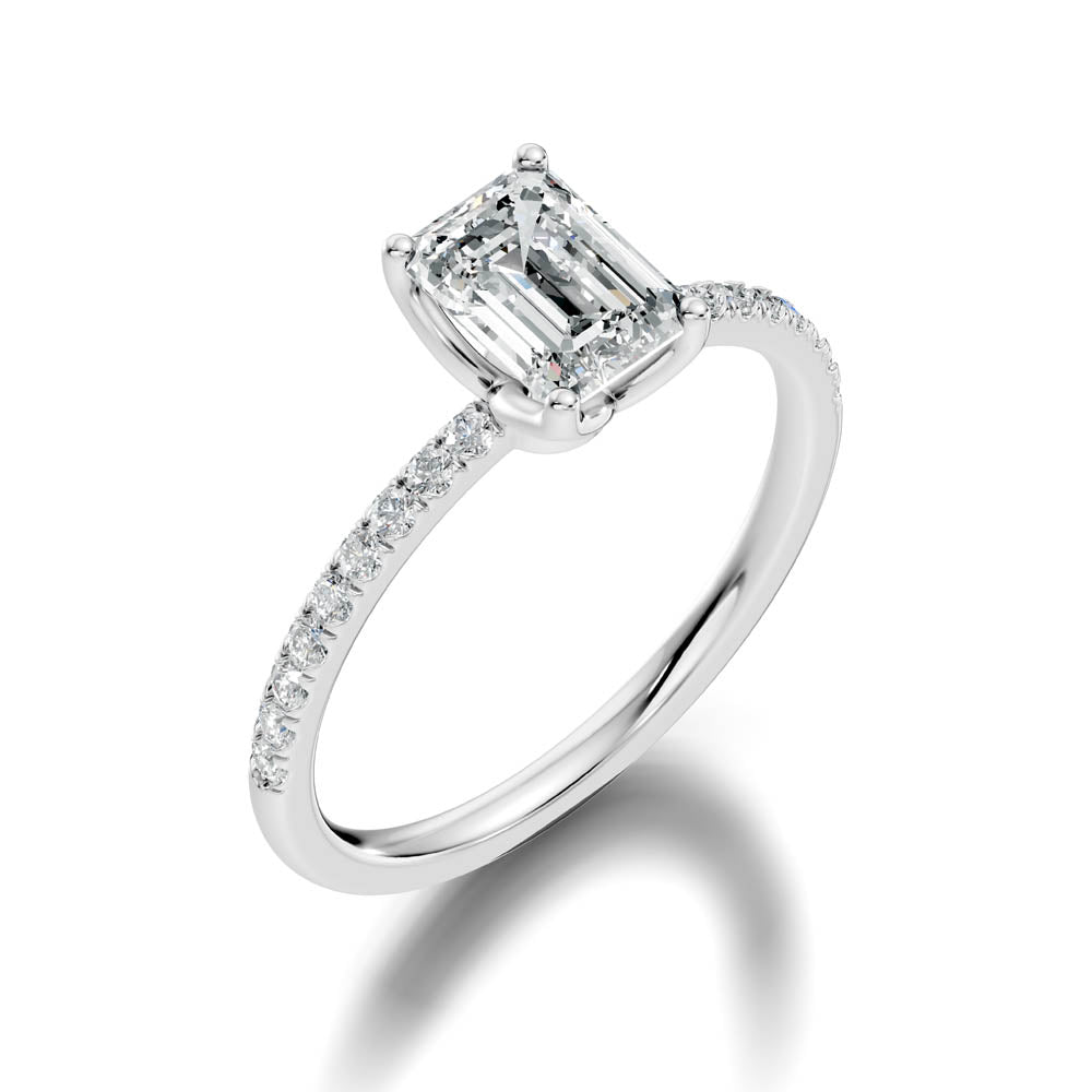 1.15 Ct. Emerald Cut Diamond Ring with Pavé Band (b7-d) 10