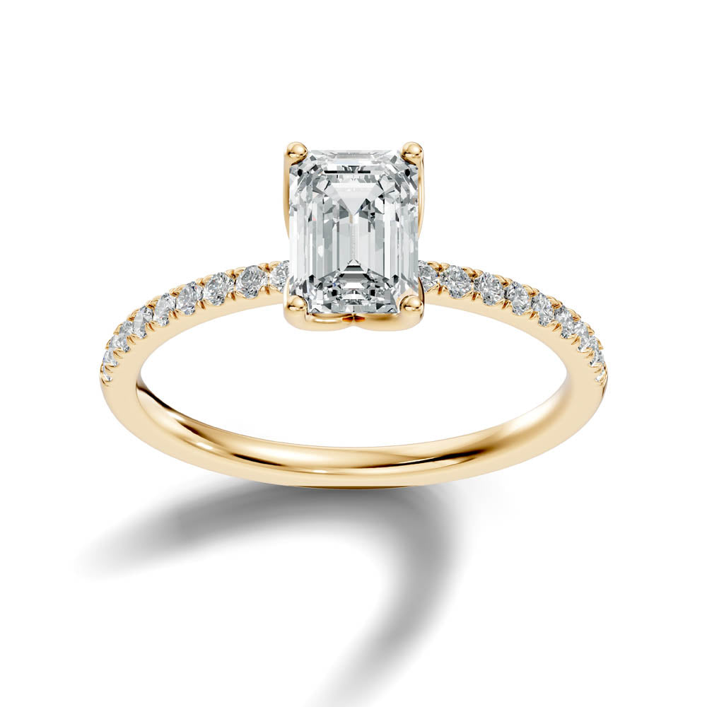 1.15 Ct. Emerald Cut Diamond Ring with Pavé Band (b7-d)