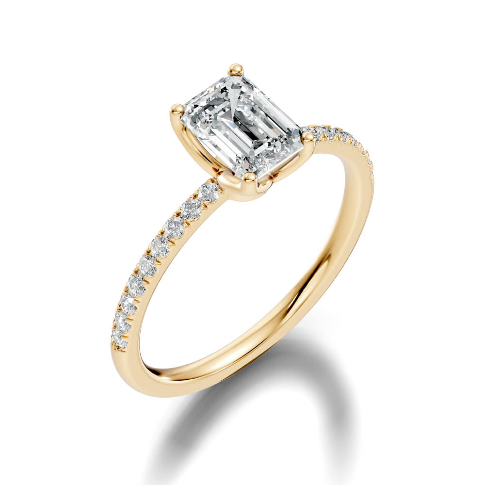 1.15 Ct. Emerald Cut Diamond Ring with Pavé Band (b7-d)