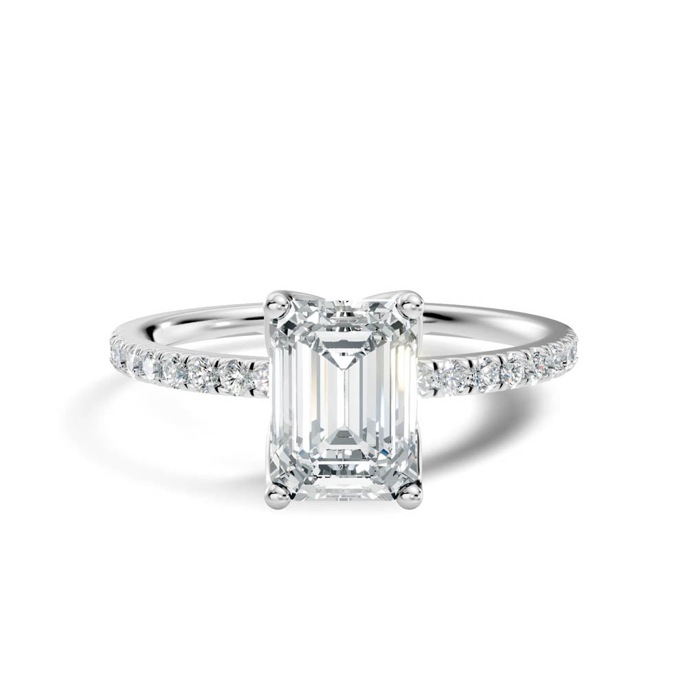 1.15 Ct. Emerald Cut Diamond Ring with Pavé Band (b7-d) 6