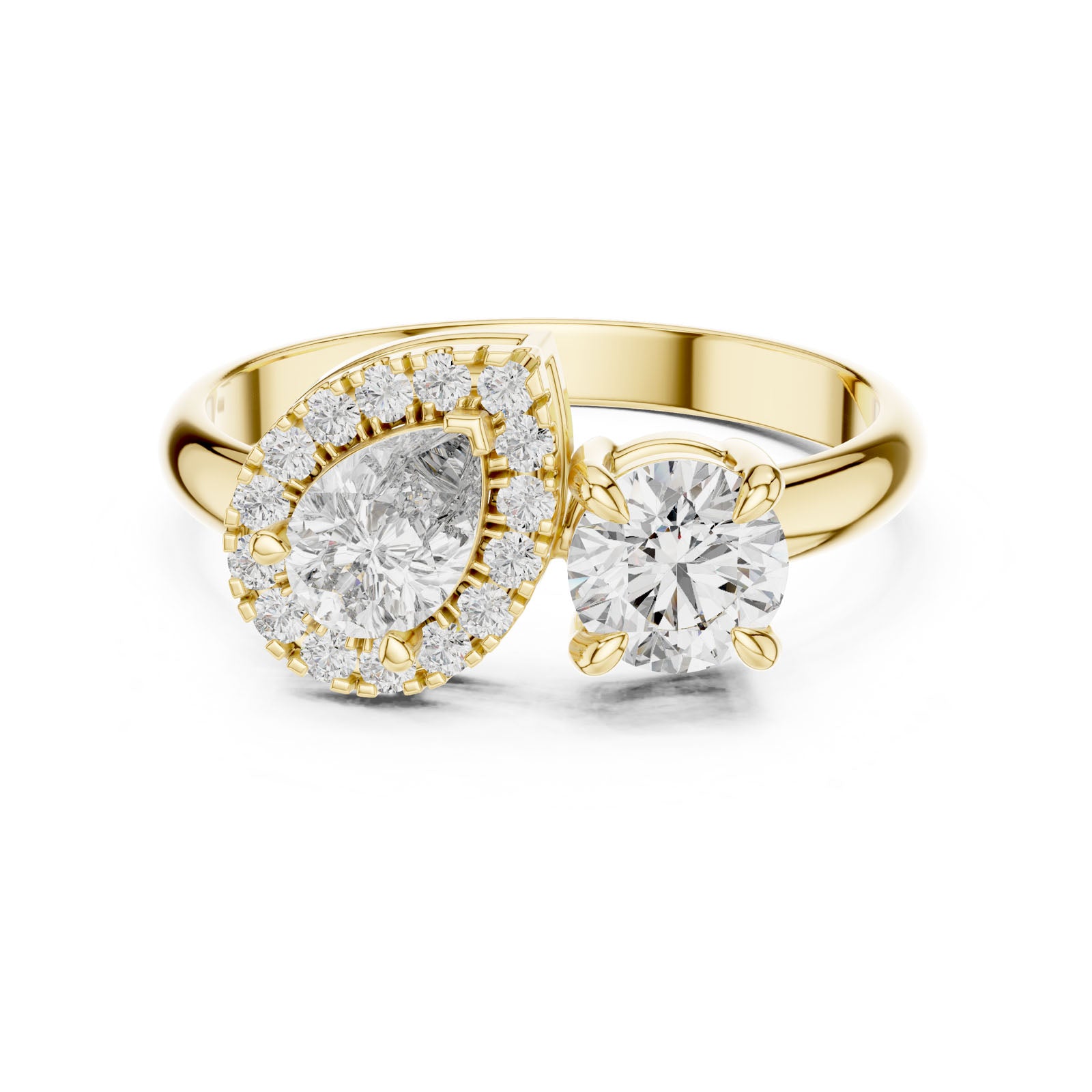 .95 Ct. Toi et Moi Ring with Pear Halo and Round Diamond (DDLR-003) 8