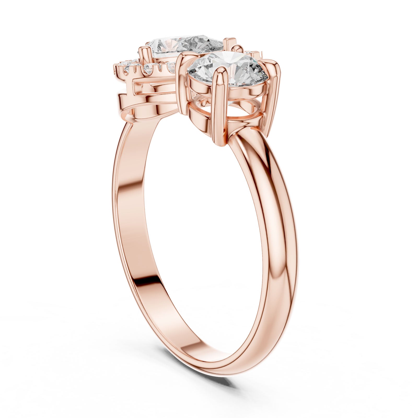 .95 Ct. Toi et Moi Ring with Pear Halo and Round Diamond (DDLR-003) 6
