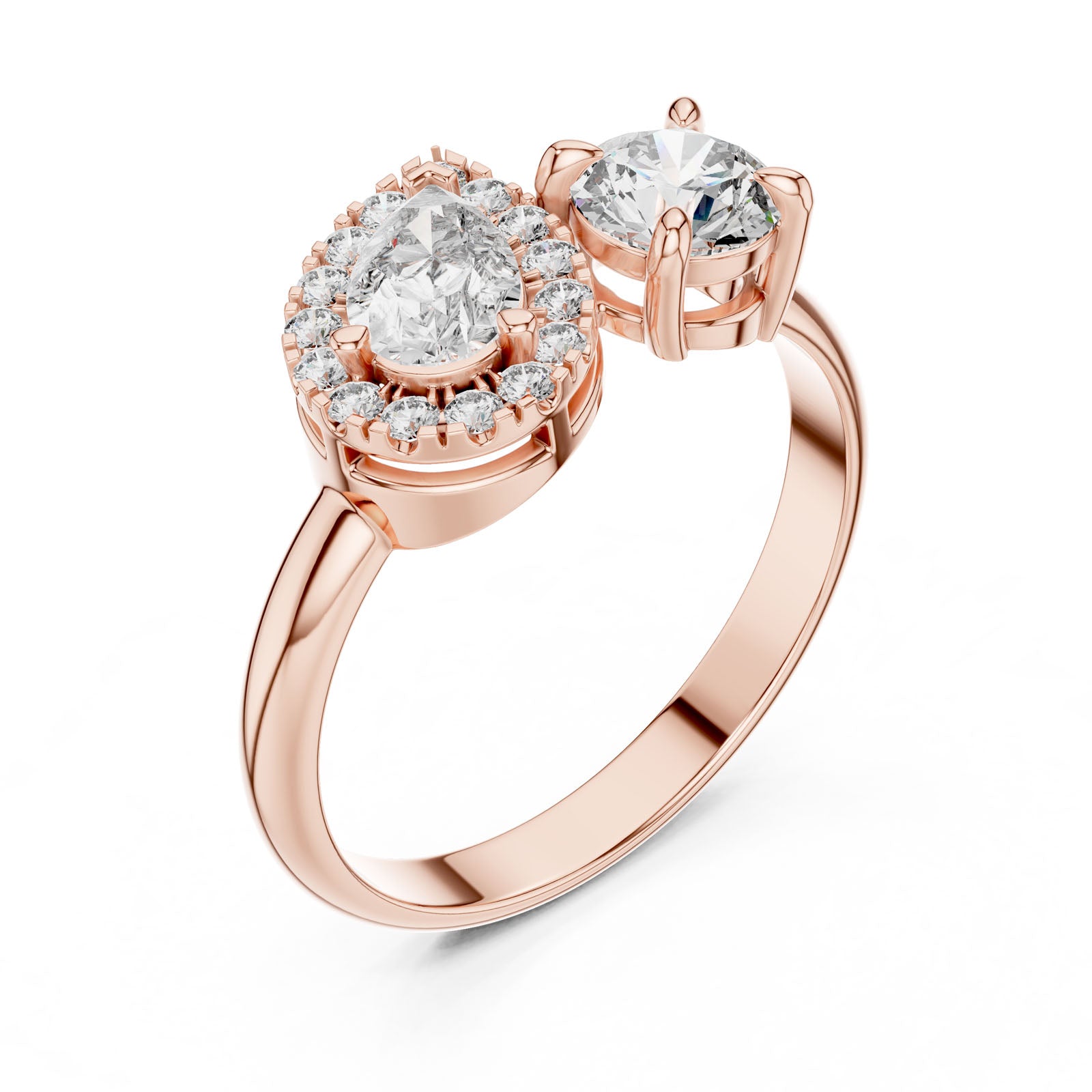.95 Ct. Toi et Moi Ring with Pear Halo and Round Diamond (DDLR-003) 9