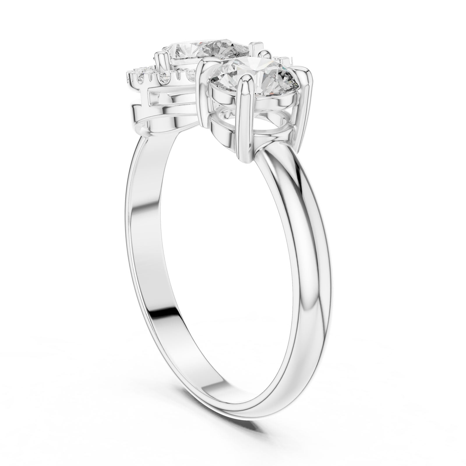 .95 Ct. Toi et Moi Ring with Pear Halo and Round Diamond (DDLR-003) 4