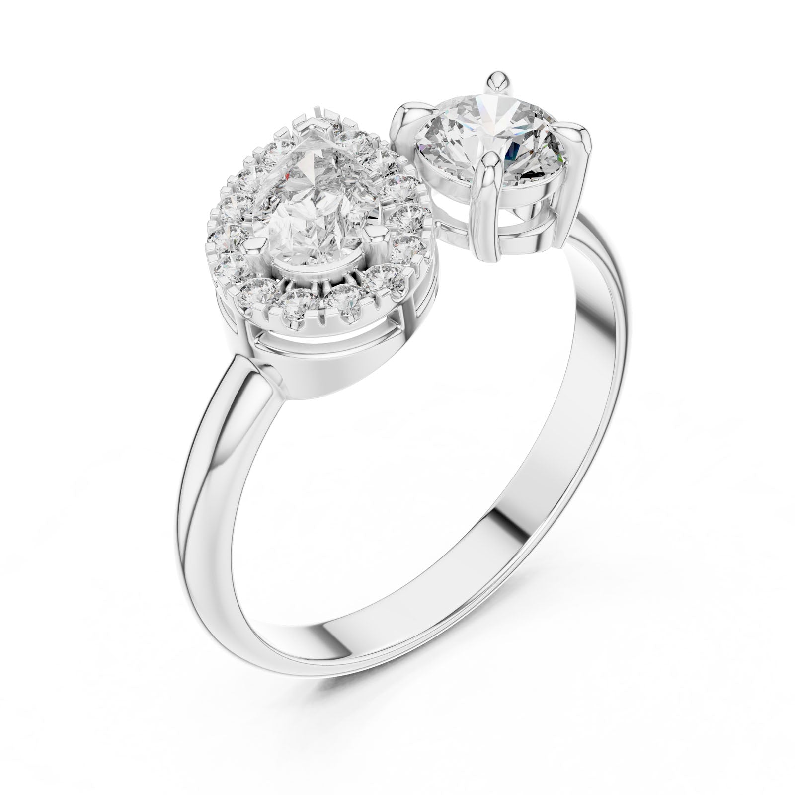 .95 Ct. Toi et Moi Ring with Pear Halo and Round Diamond (DDLR-003) 7