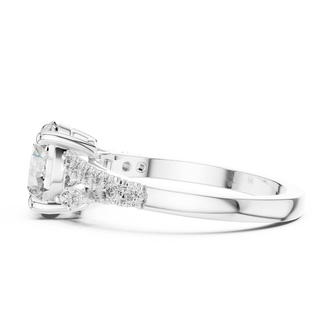 2.27 Ct. Round Diamond Engagement Ring with Twisted Pavé Band and Marquise Side Diamonds (DDLR-015) 5
