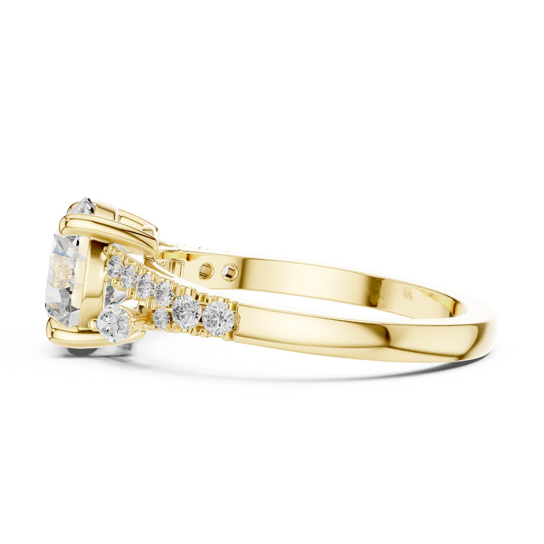 2.27 Ct. Round Diamond Engagement Ring with Twisted Pavé Band and Marquise Side Diamonds (DDLR-015) 6