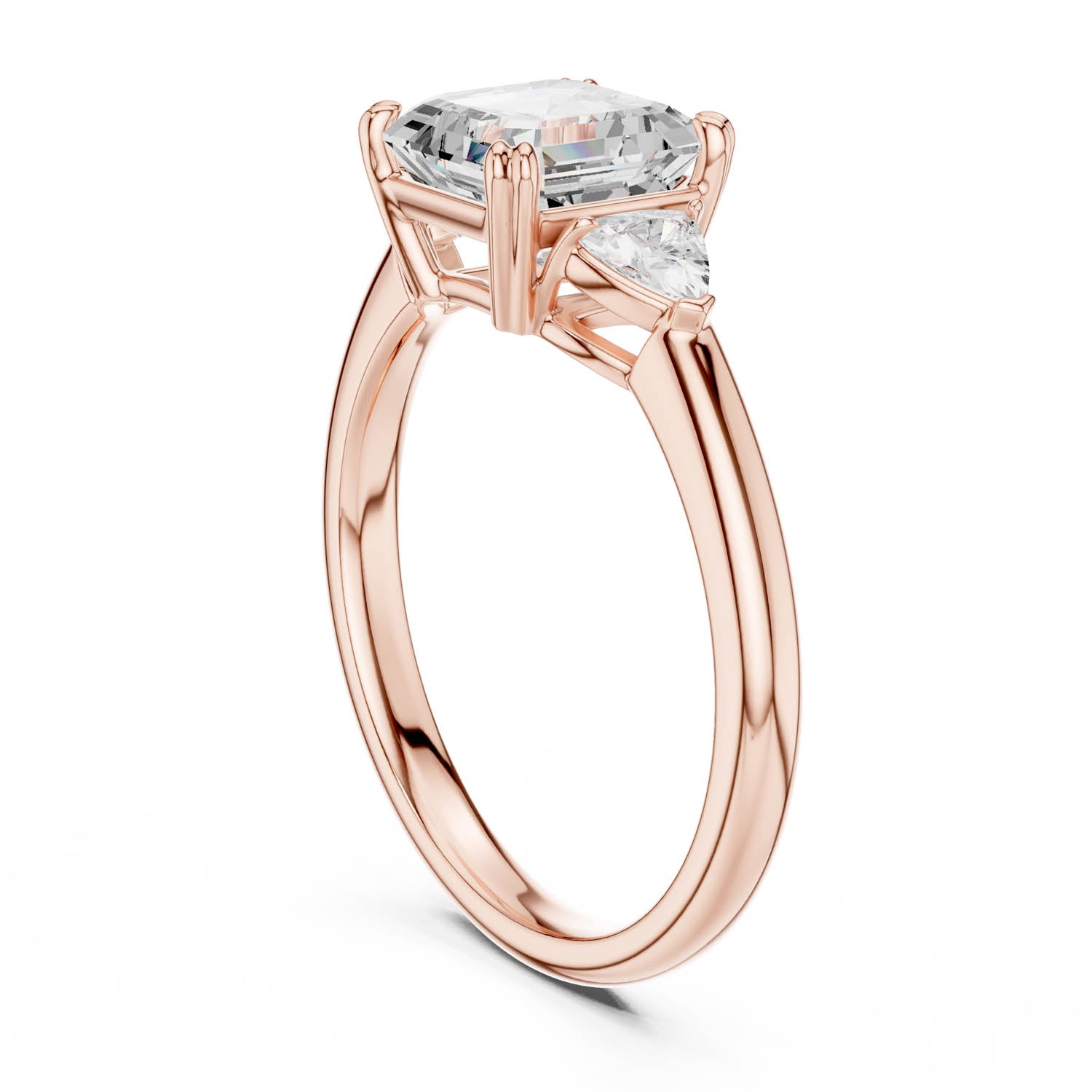 2.40 Ct. Asscher Cut Diamond Three-Stone Ring with Trillion Side Stones (DDLR-033-AC) 8