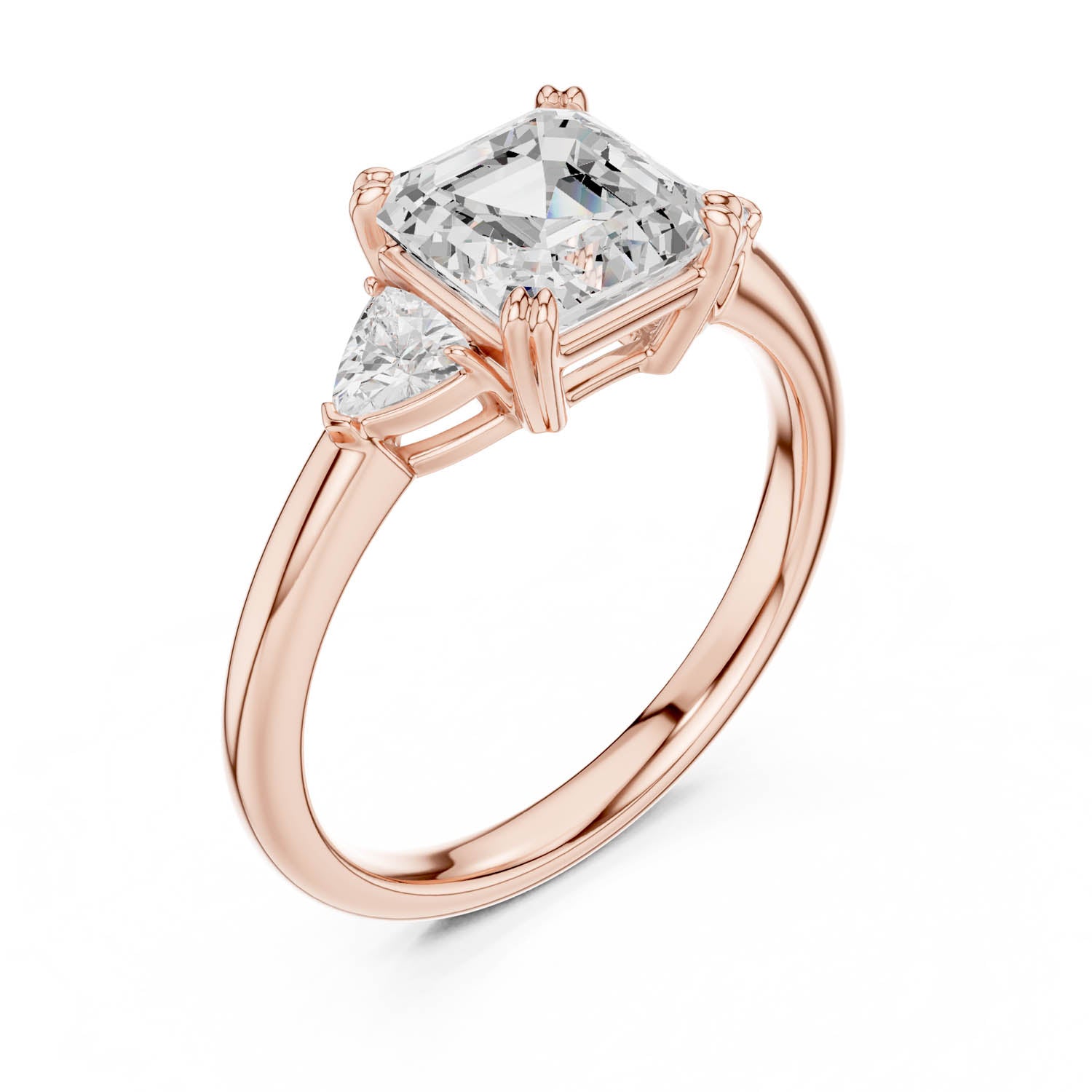 2.40 Ct. Asscher Cut Diamond Three-Stone Ring with Trillion Side Stones (DDLR-033-AC) 9