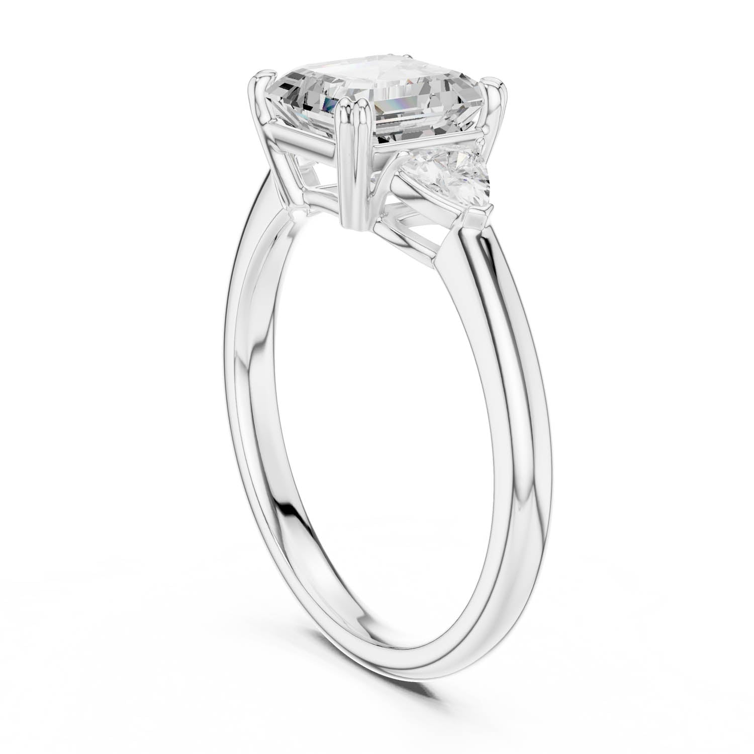2.40 Ct. Asscher Cut Diamond Three-Stone Ring with Trillion Side Stones (DDLR-033-AC) 10