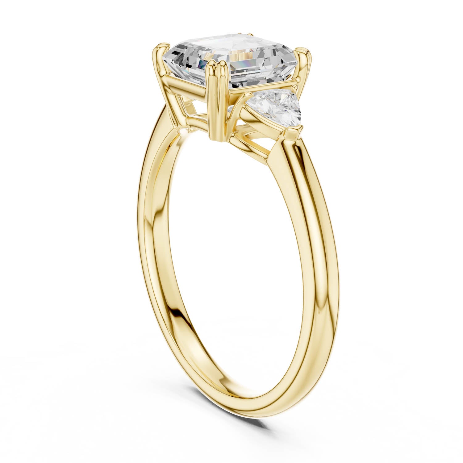 2.40 Ct. Asscher Cut Diamond Three-Stone Ring with Trillion Side Stones (DDLR-033-AC) 12