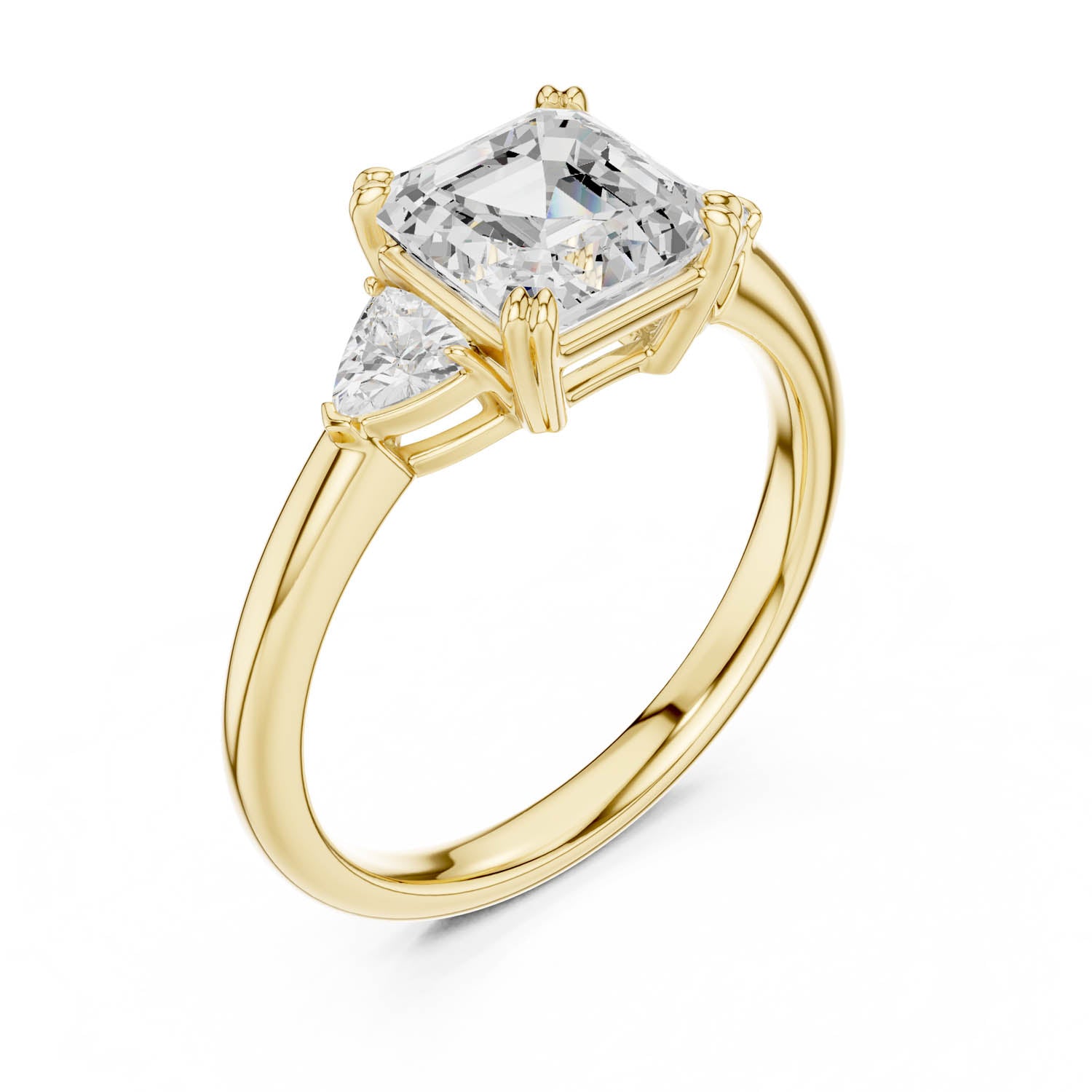 2.40 Ct. Asscher Cut Diamond Three-Stone Ring with Trillion Side Stones (DDLR-033-AC)