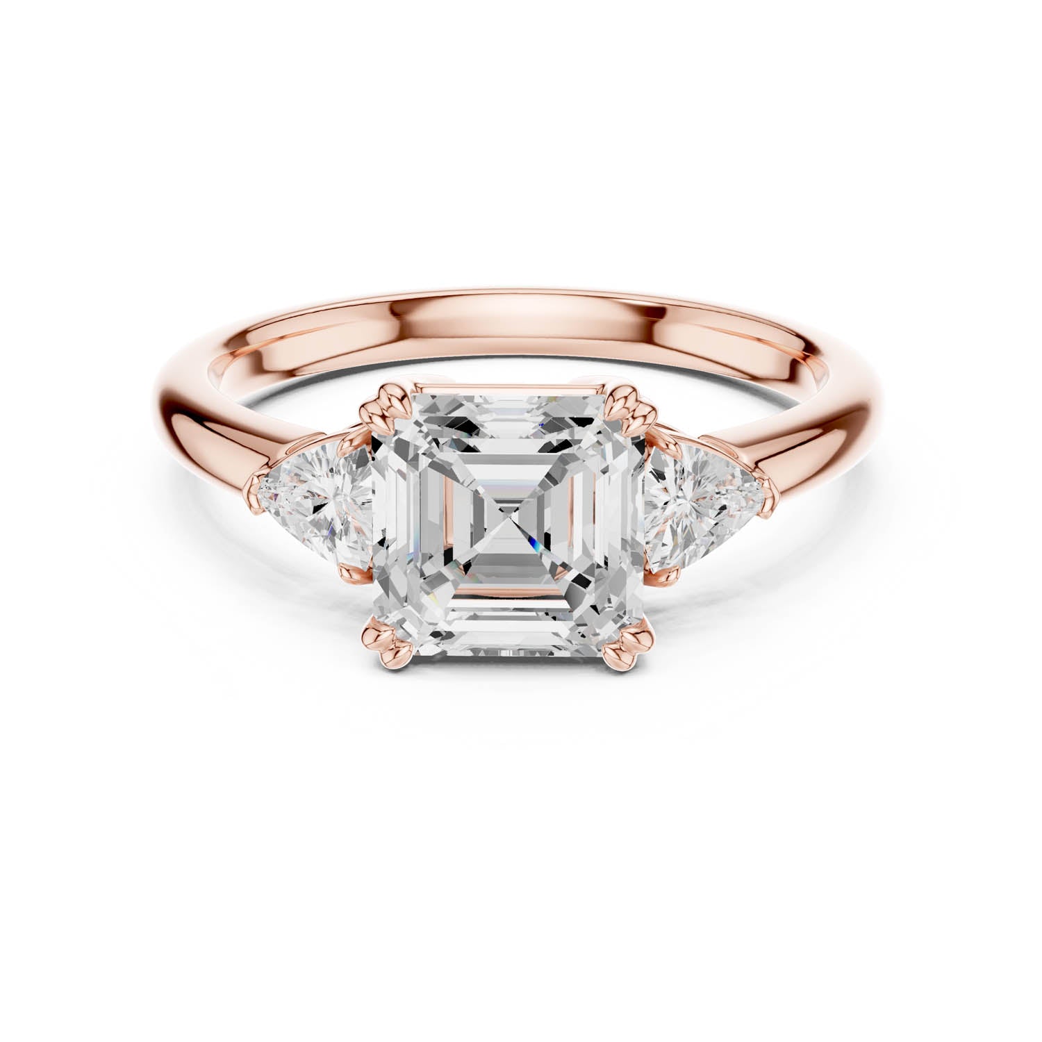 2.40 Ct. Asscher Cut Diamond Three-Stone Ring with Trillion Side Stones (DDLR-033-AC) 4