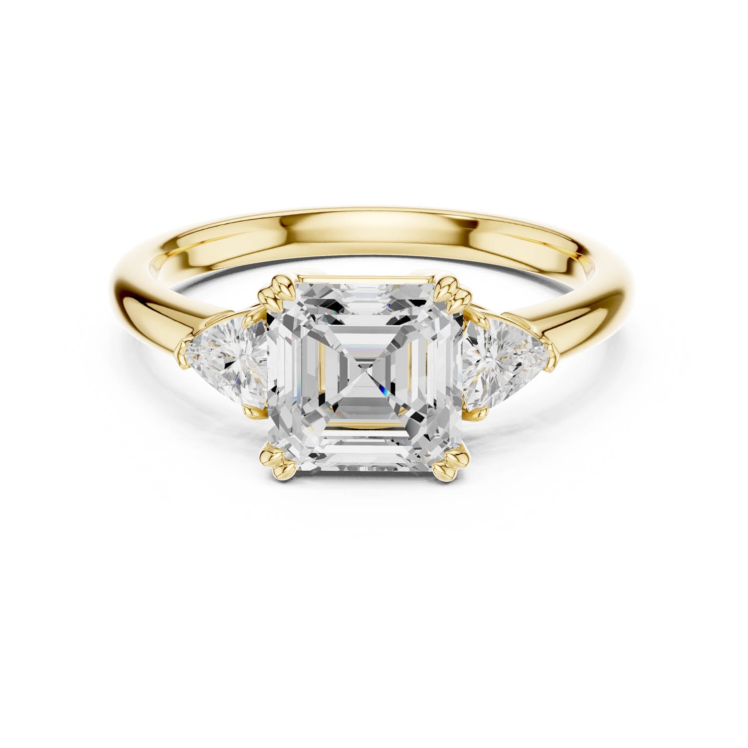 2.40 Ct. Asscher Cut Diamond Three-Stone Ring with Trillion Side Stones (DDLR-033-AC) 7