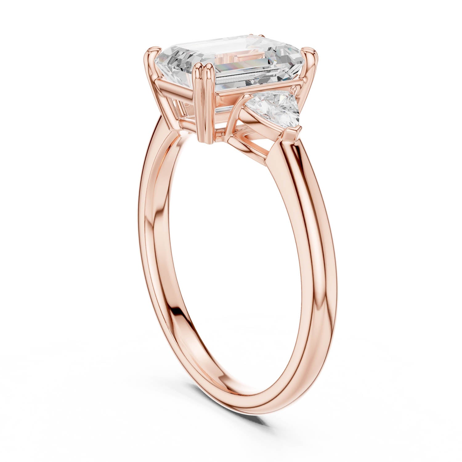 2.40 Ct. Emerald Cut Diamond Three-Stone Ring with Trillion Side Stones (DDLR-033-EM) 9