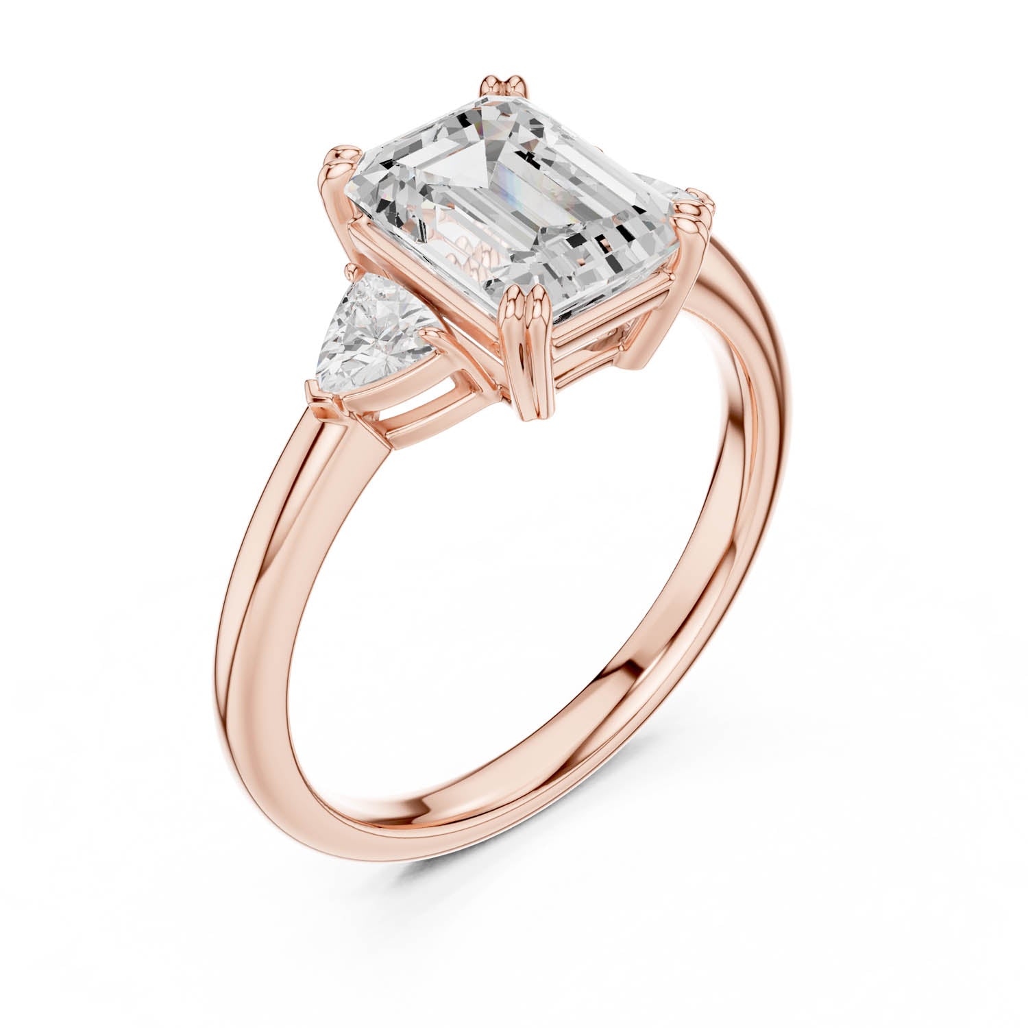 2.40 Ct. Emerald Cut Diamond Three-Stone Ring with Trillion Side Stones (DDLR-033-EM) 12