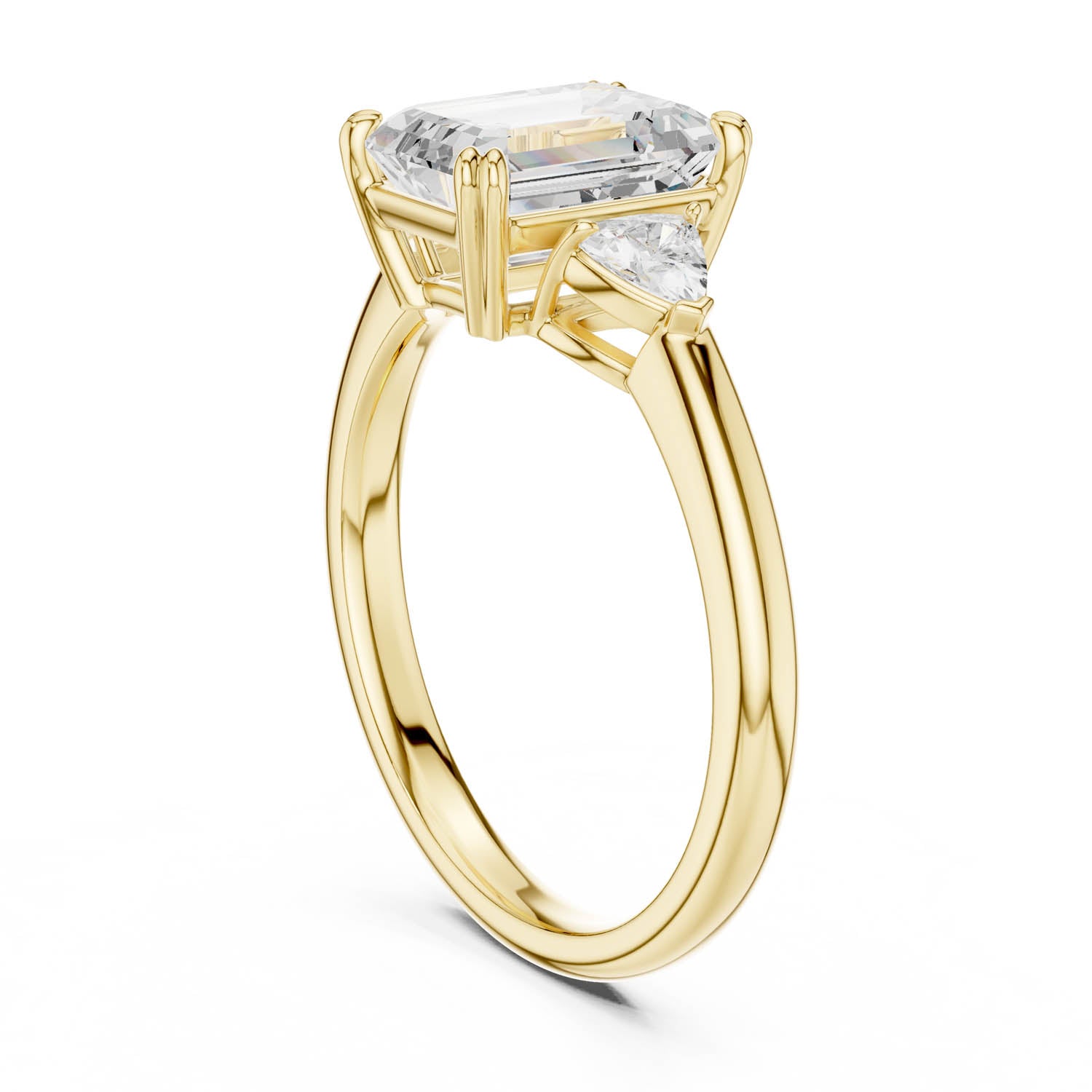 2.40 Ct. Emerald Cut Diamond Three-Stone Ring with Trillion Side Stones (DDLR-033-EM) 5