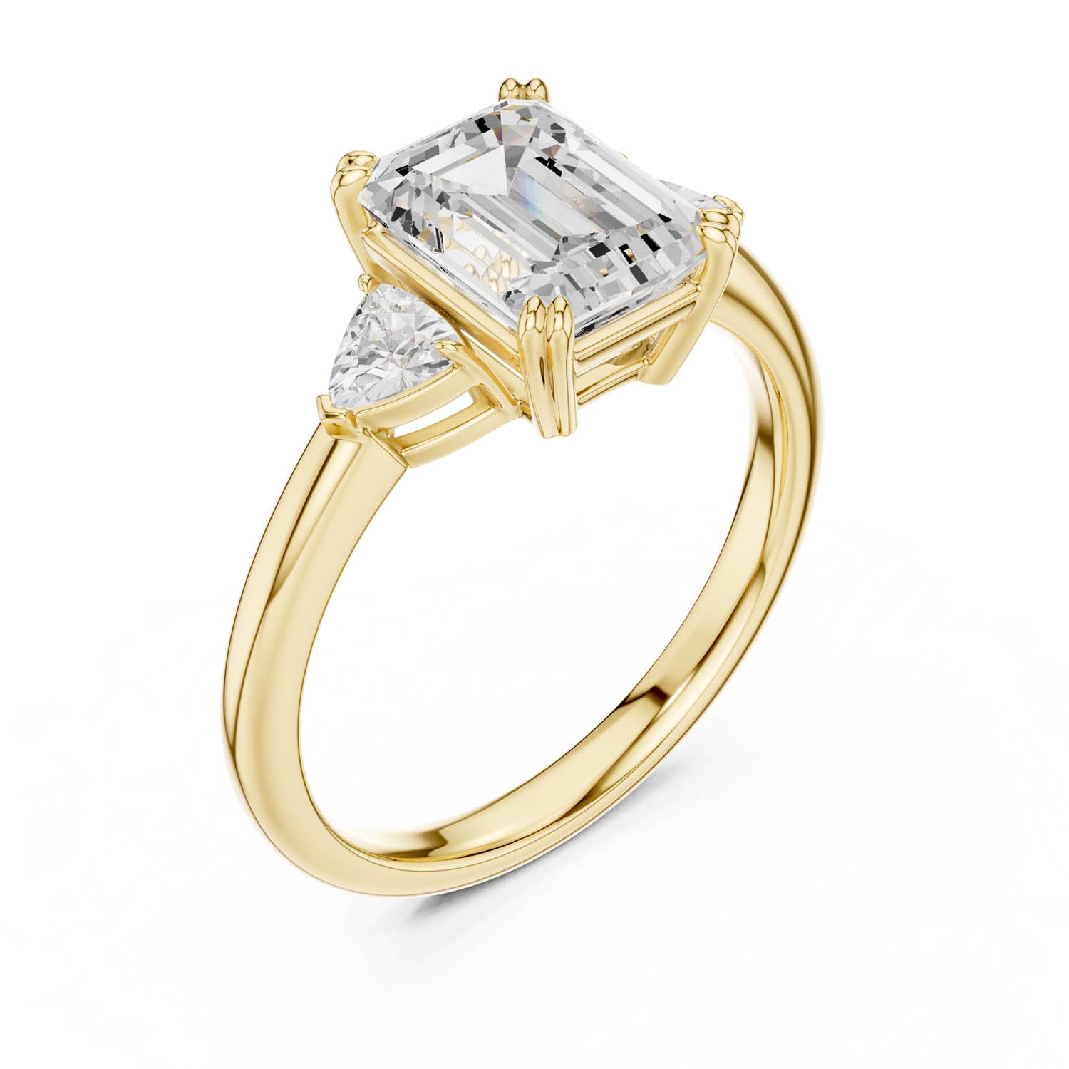 2.40 Ct. Emerald Cut Diamond Three-Stone Ring with Trillion Side Stones (DDLR-033-EM)
