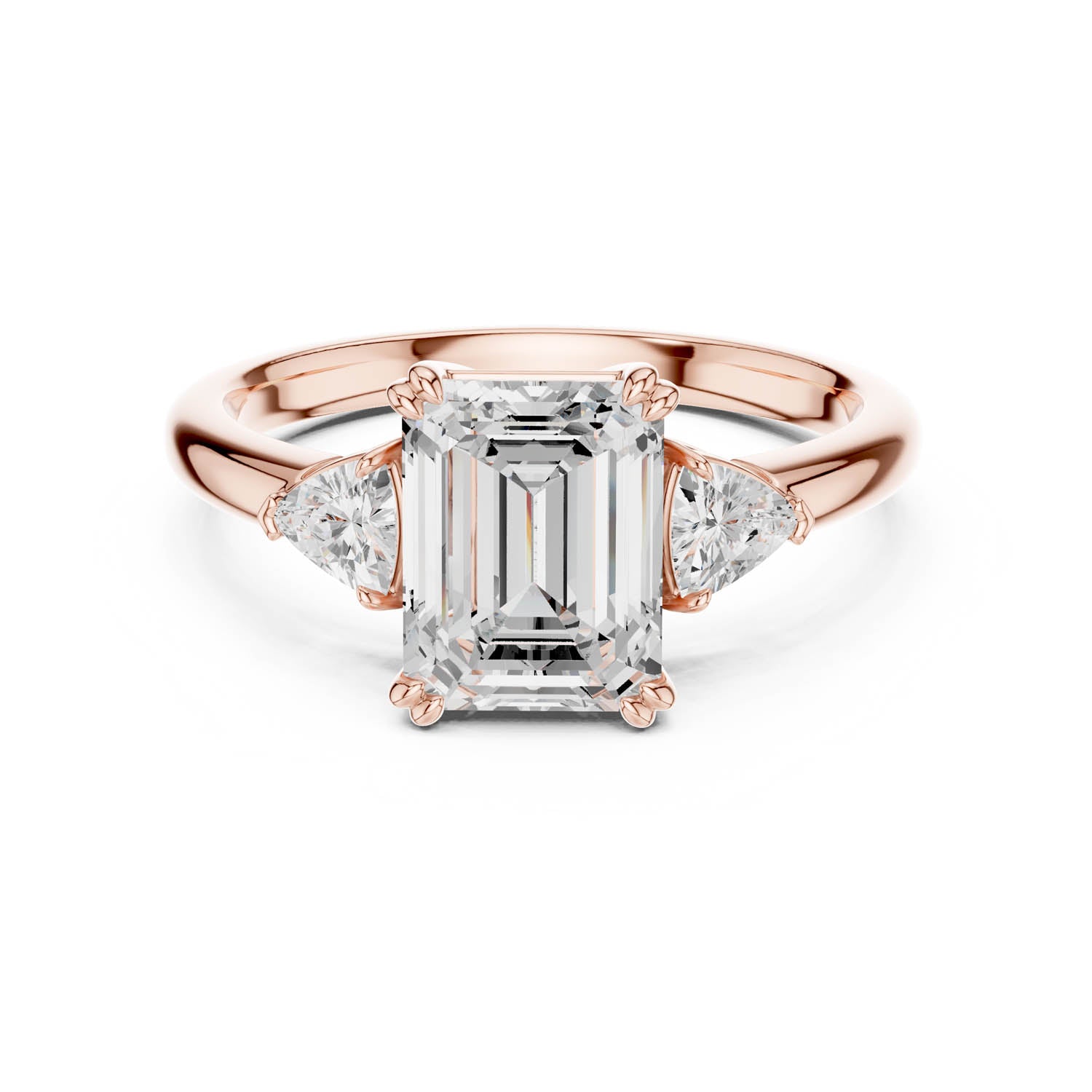 2.40 Ct. Emerald Cut Diamond Three-Stone Ring with Trillion Side Stones (DDLR-033-EM) 6