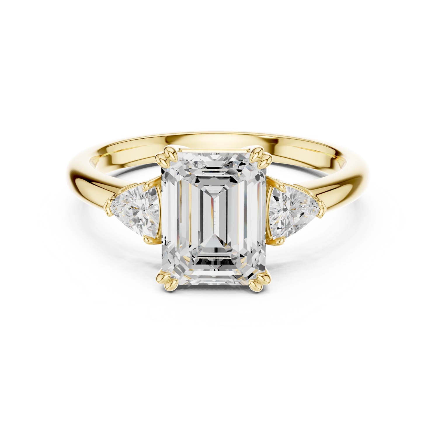 2.40 Ct. Emerald Cut Diamond Three-Stone Ring with Trillion Side Stones (DDLR-033-EM) 8