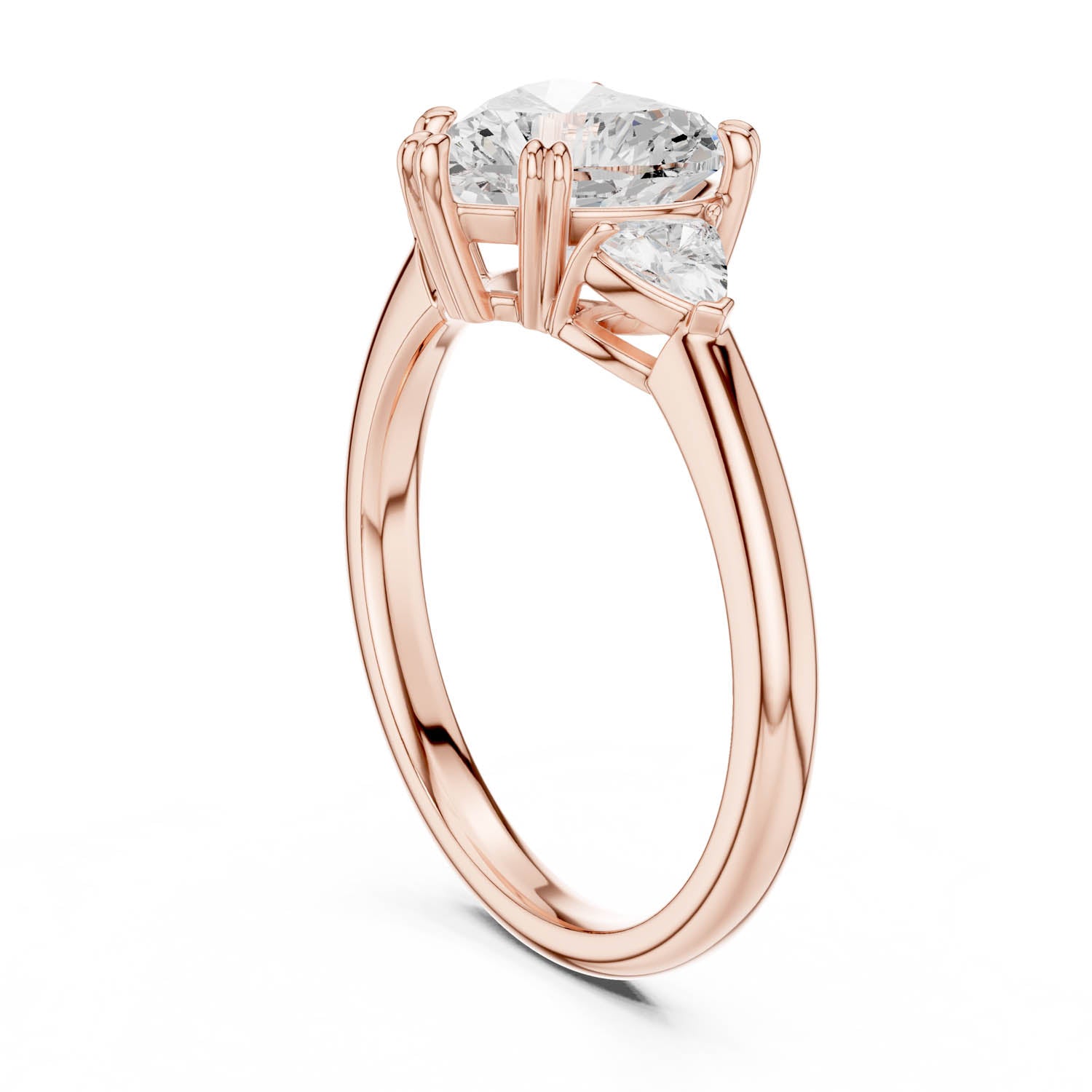 2.40 Ct. Heart-Shaped Diamond Three-Stone Ring with Trillion Side Stones (DDLR-033-HR) 12