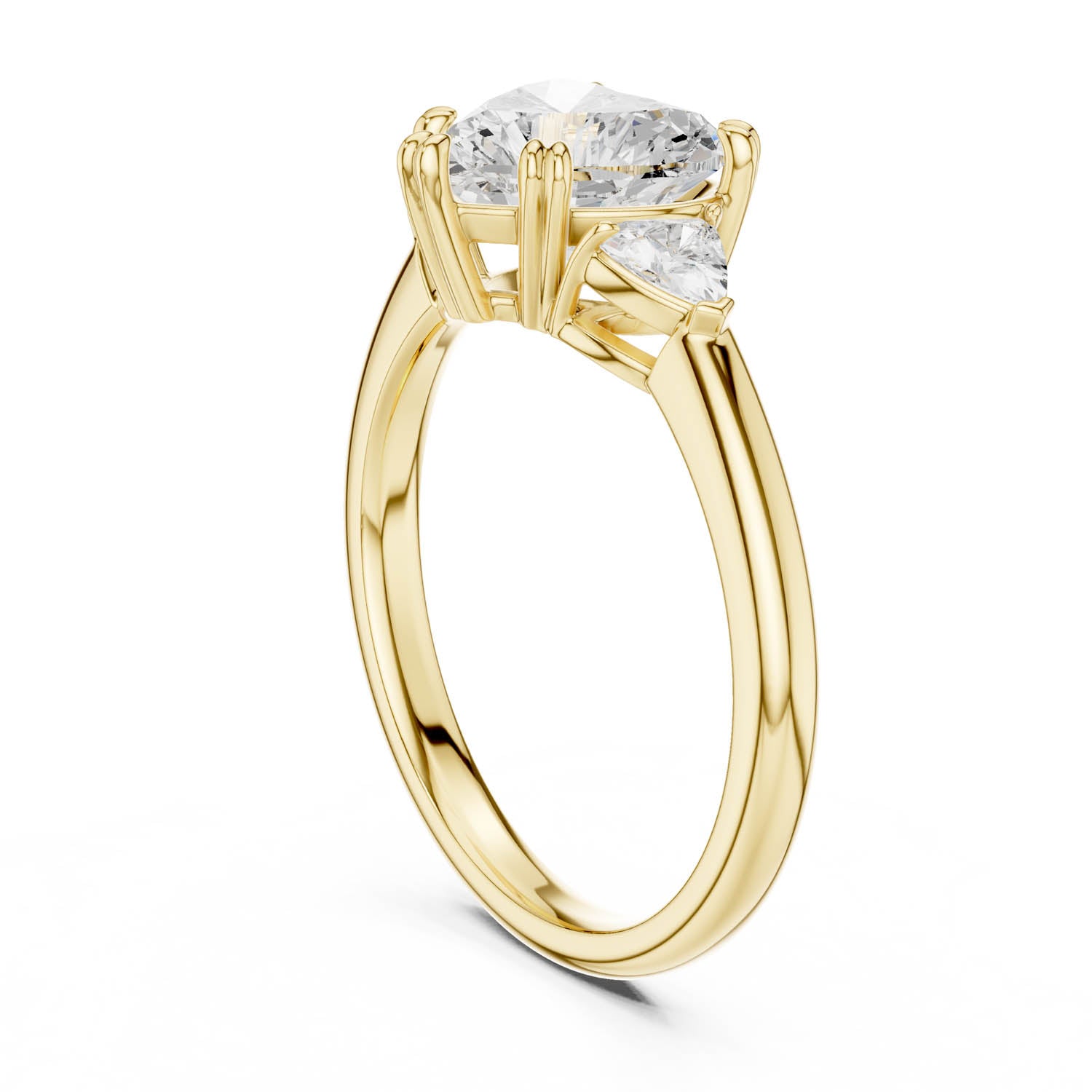 2.40 Ct. Heart-Shaped Diamond Three-Stone Ring with Trillion Side Stones (DDLR-033-HR) 5
