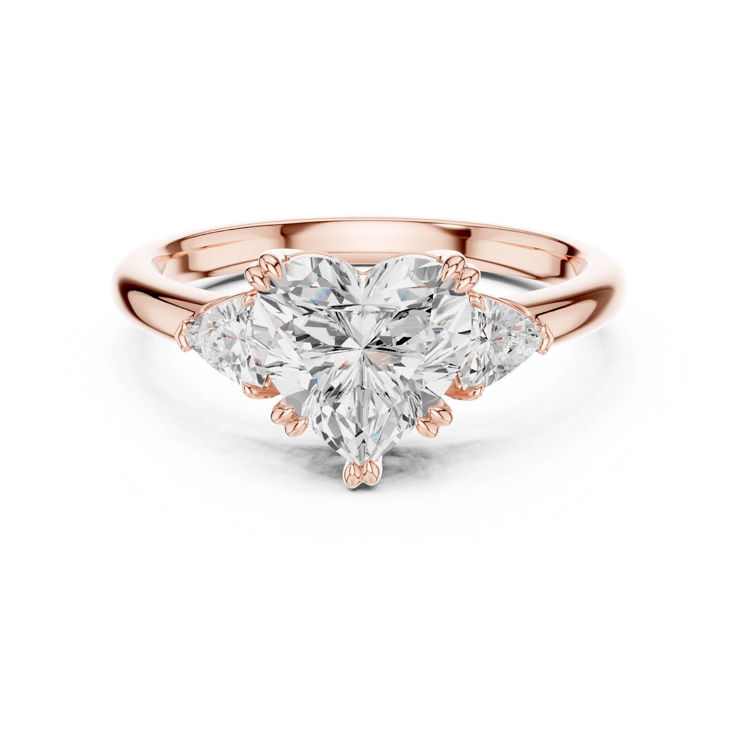 2.40 Ct. Heart-Shaped Diamond Three-Stone Ring with Trillion Side Stones (DDLR-033-HR) 11