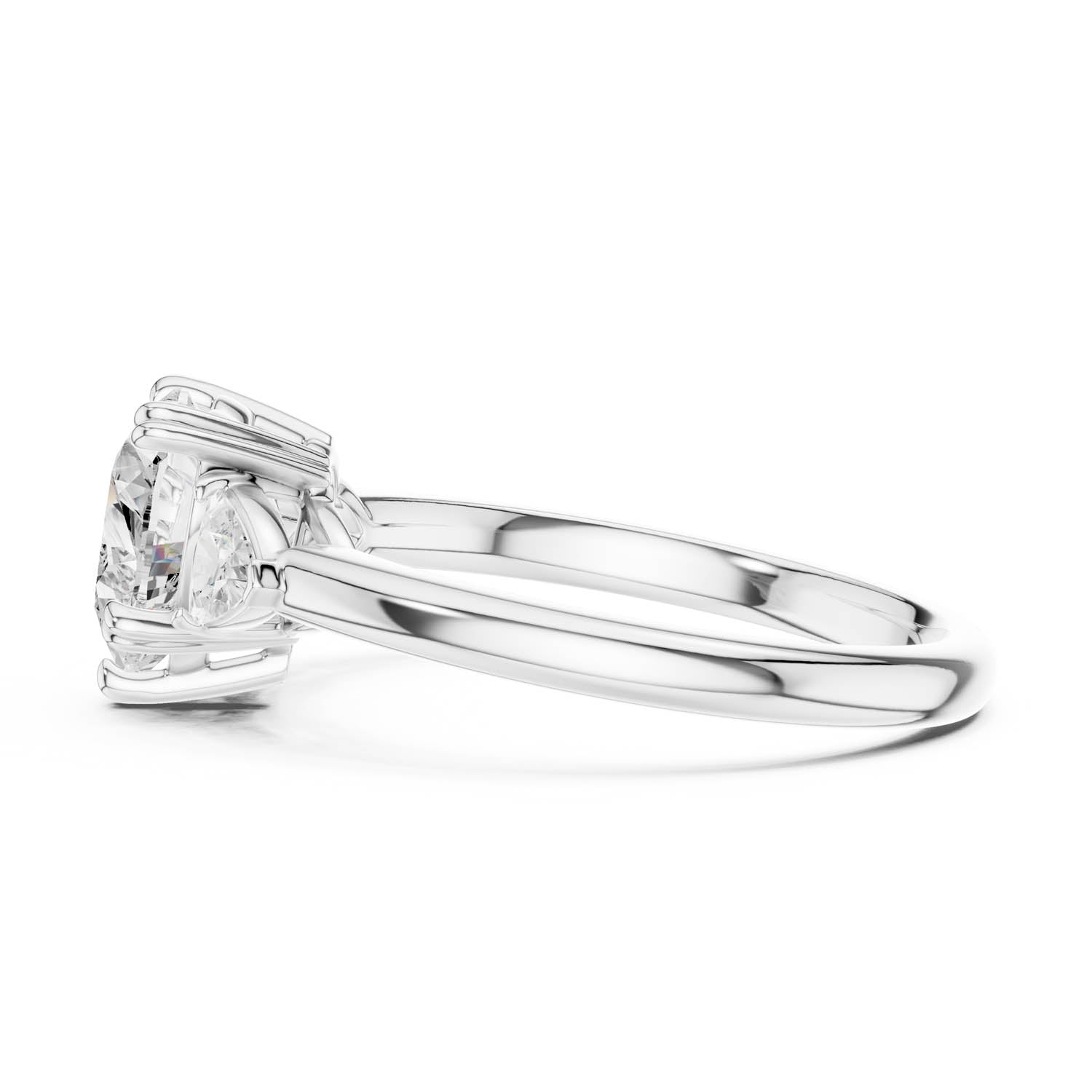 2.40 Ct. Heart-Shaped Diamond Three-Stone Ring with Trillion Side Stones (DDLR-033-HR) 6