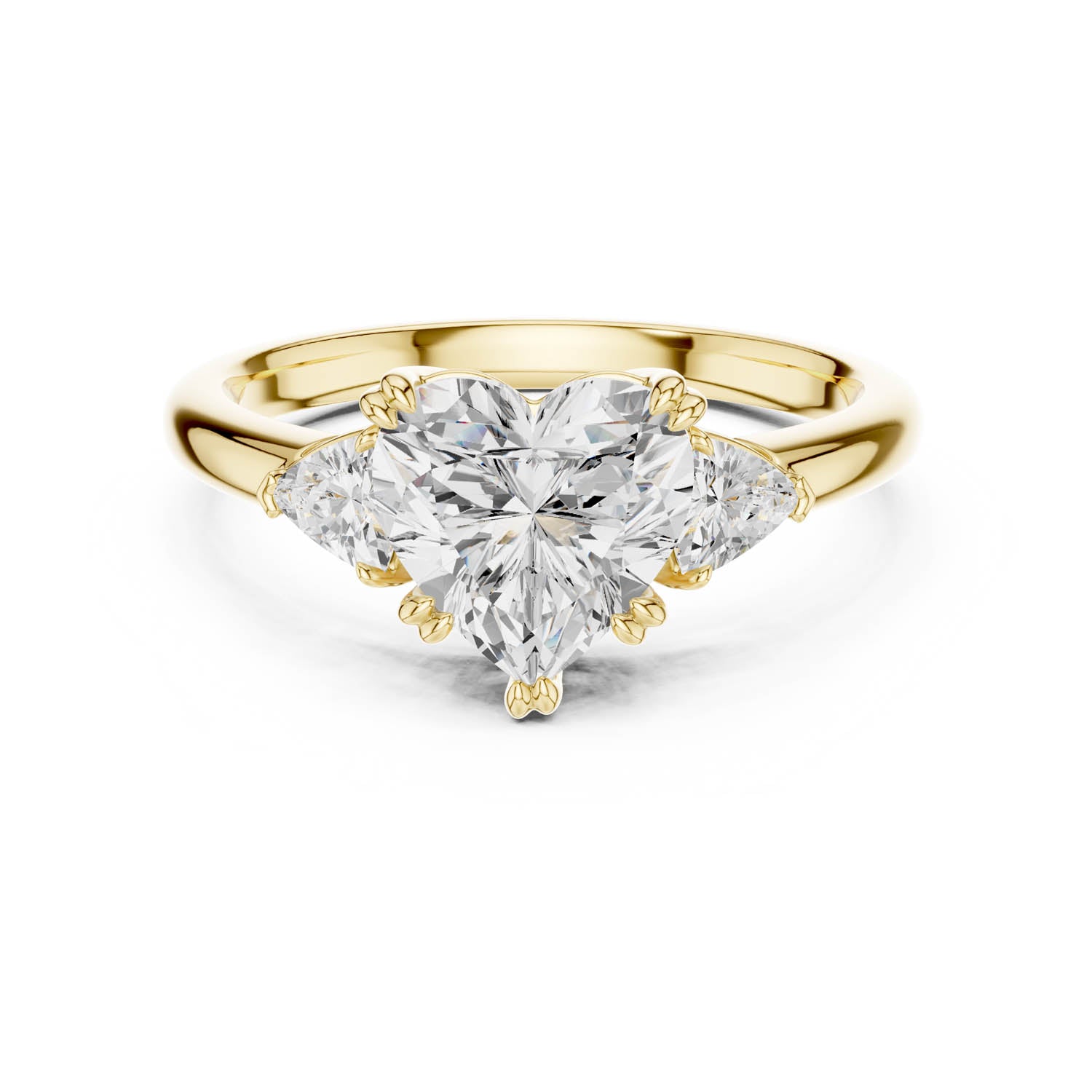 2.40 Ct. Heart-Shaped Diamond Three-Stone Ring with Trillion Side Stones (DDLR-033-HR) 8