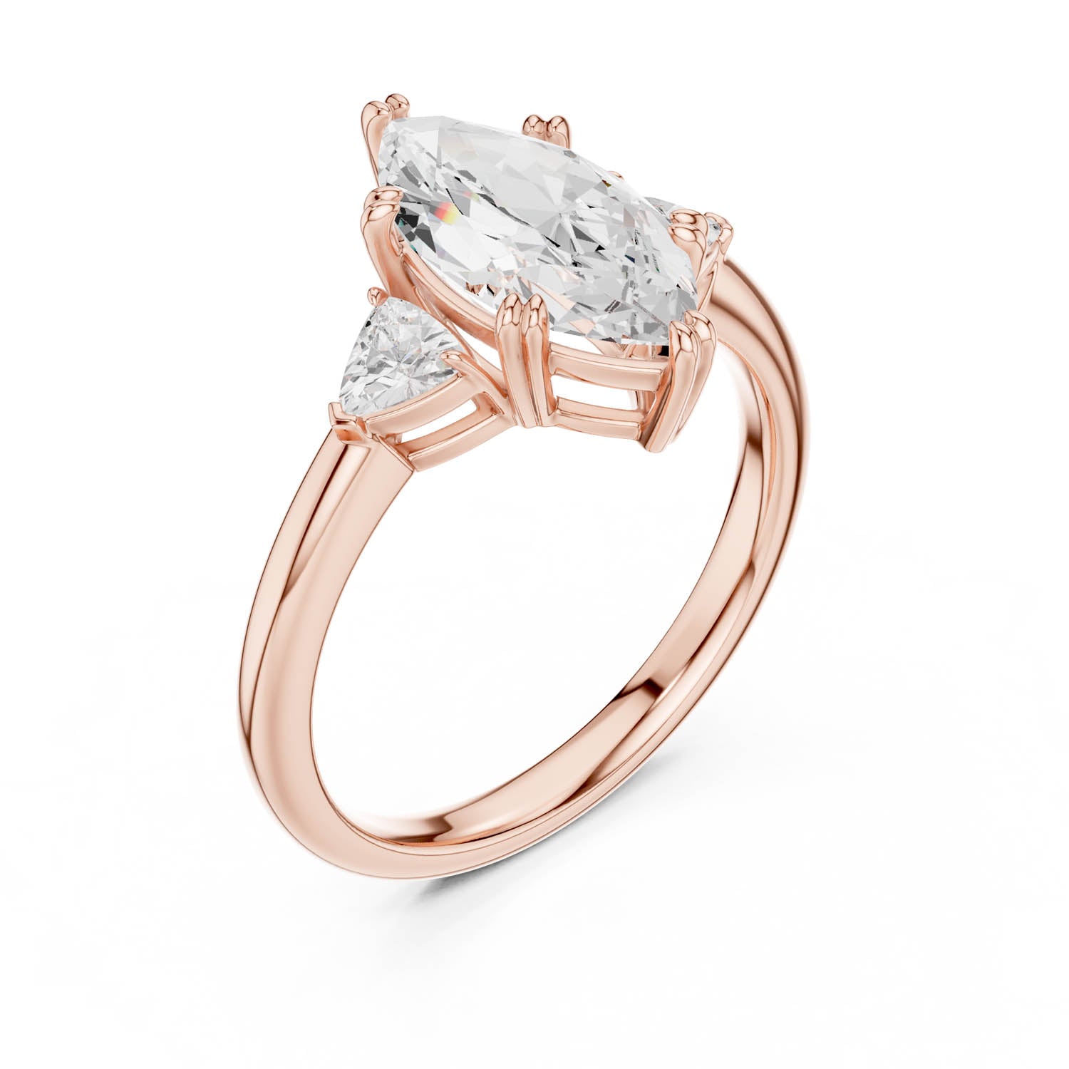 2.40 Ct. Marquise Diamond Three-Stone Ring with Trillion Side Stones (DDLR-033-MQ) 9