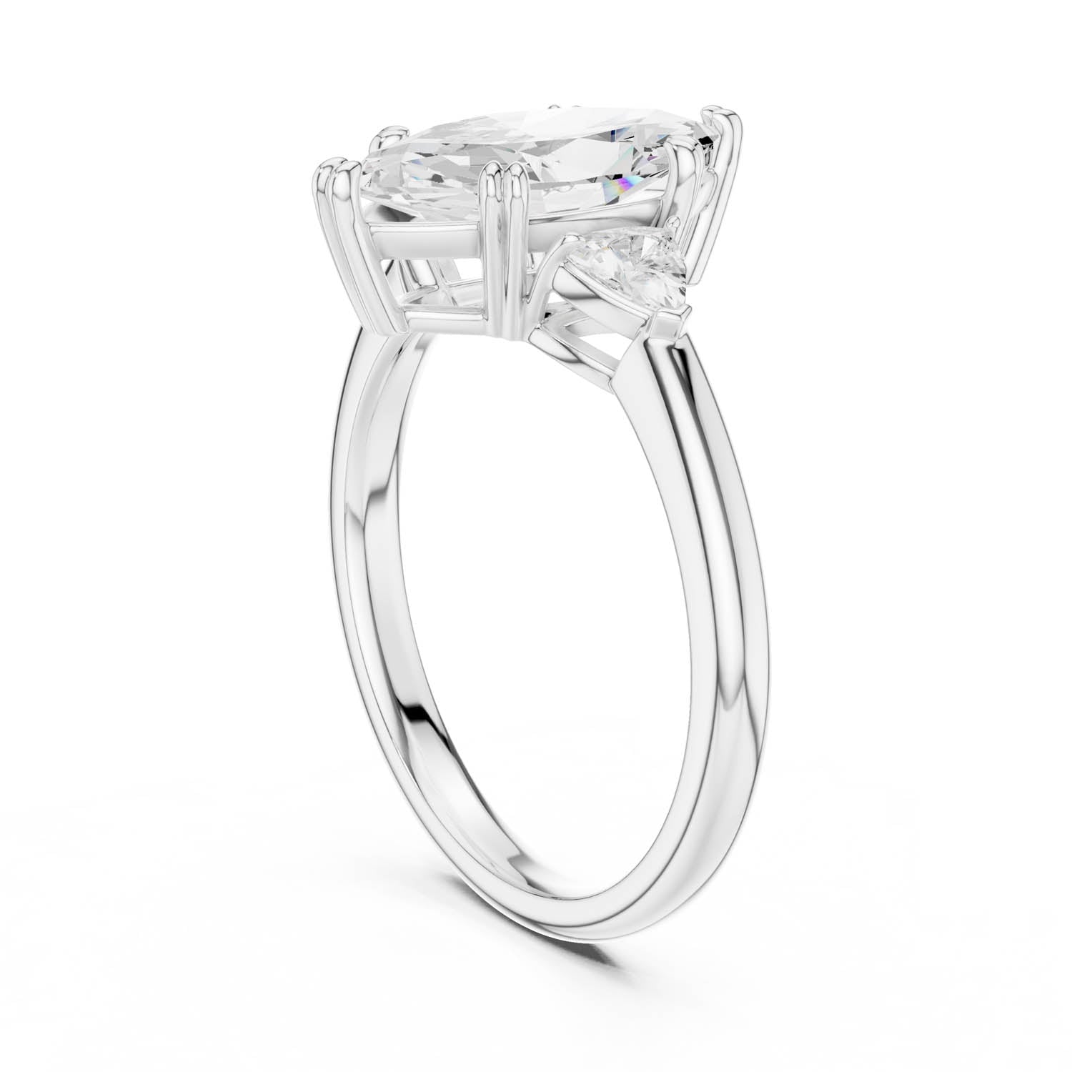 2.40 Ct. Marquise Diamond Three-Stone Ring with Trillion Side Stones (DDLR-033-MQ) 10