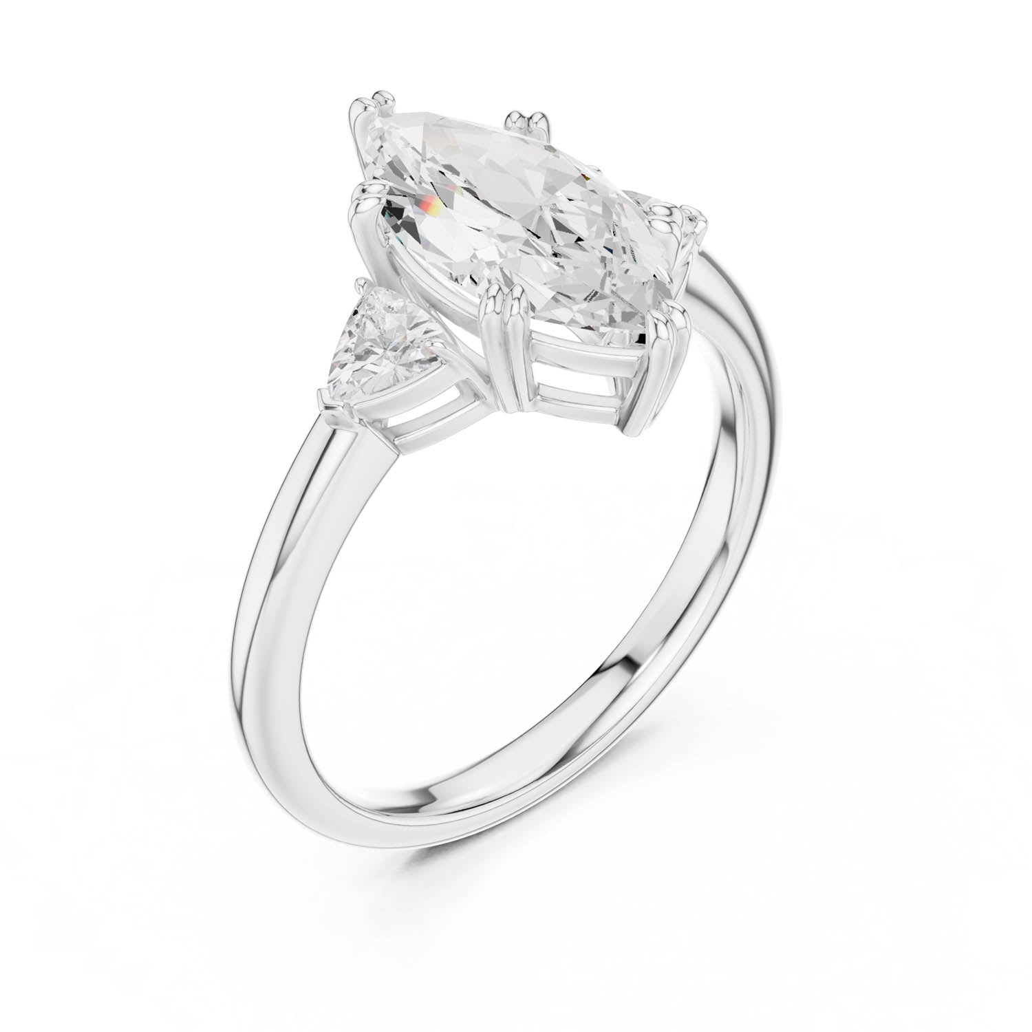 2.40 Ct. Marquise Diamond Three-Stone Ring with Trillion Side Stones (DDLR-033-MQ) 4