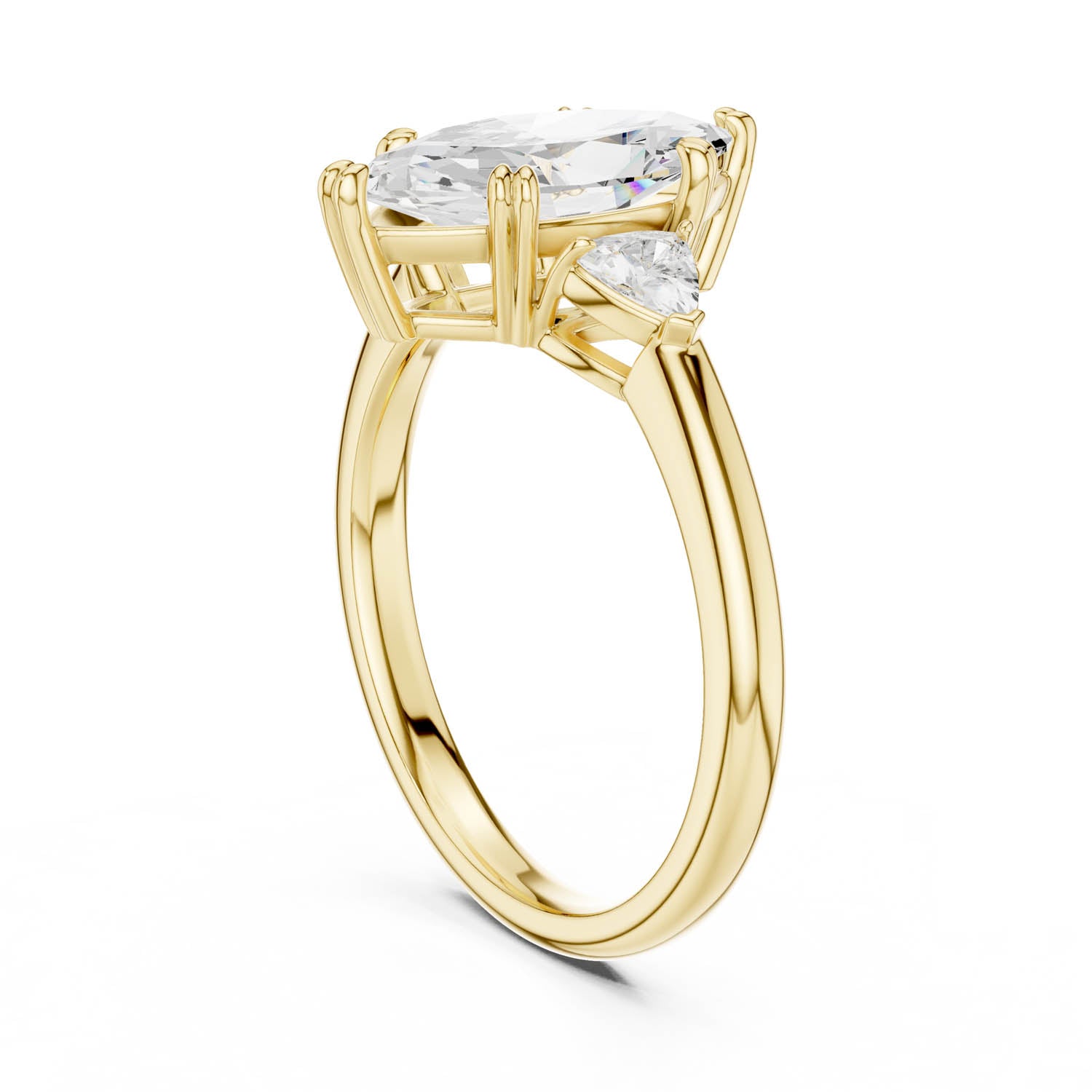 2.40 Ct. Marquise Diamond Three-Stone Ring with Trillion Side Stones (DDLR-033-MQ) 5