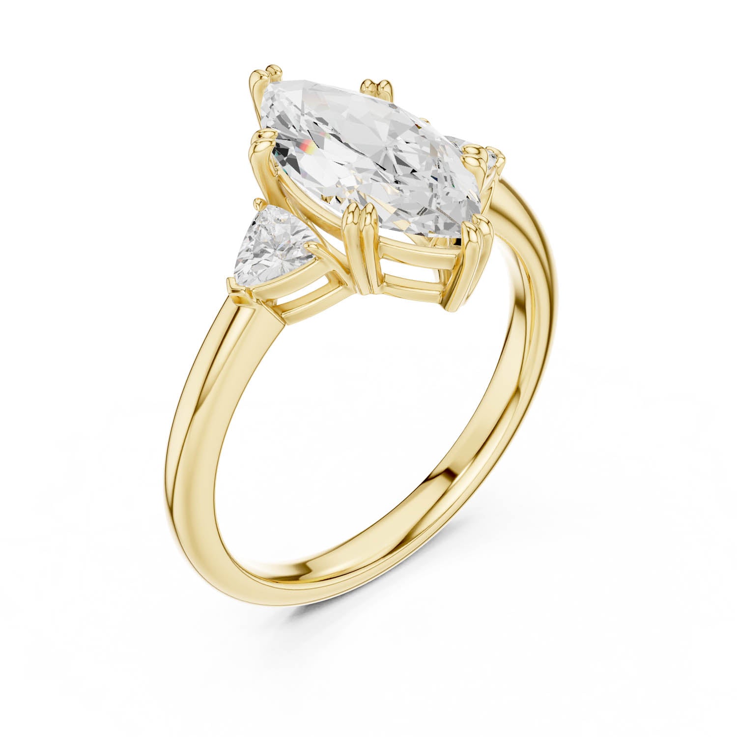 2.40 Ct. Marquise Diamond Three-Stone Ring with Trillion Side Stones (DDLR-033-MQ)