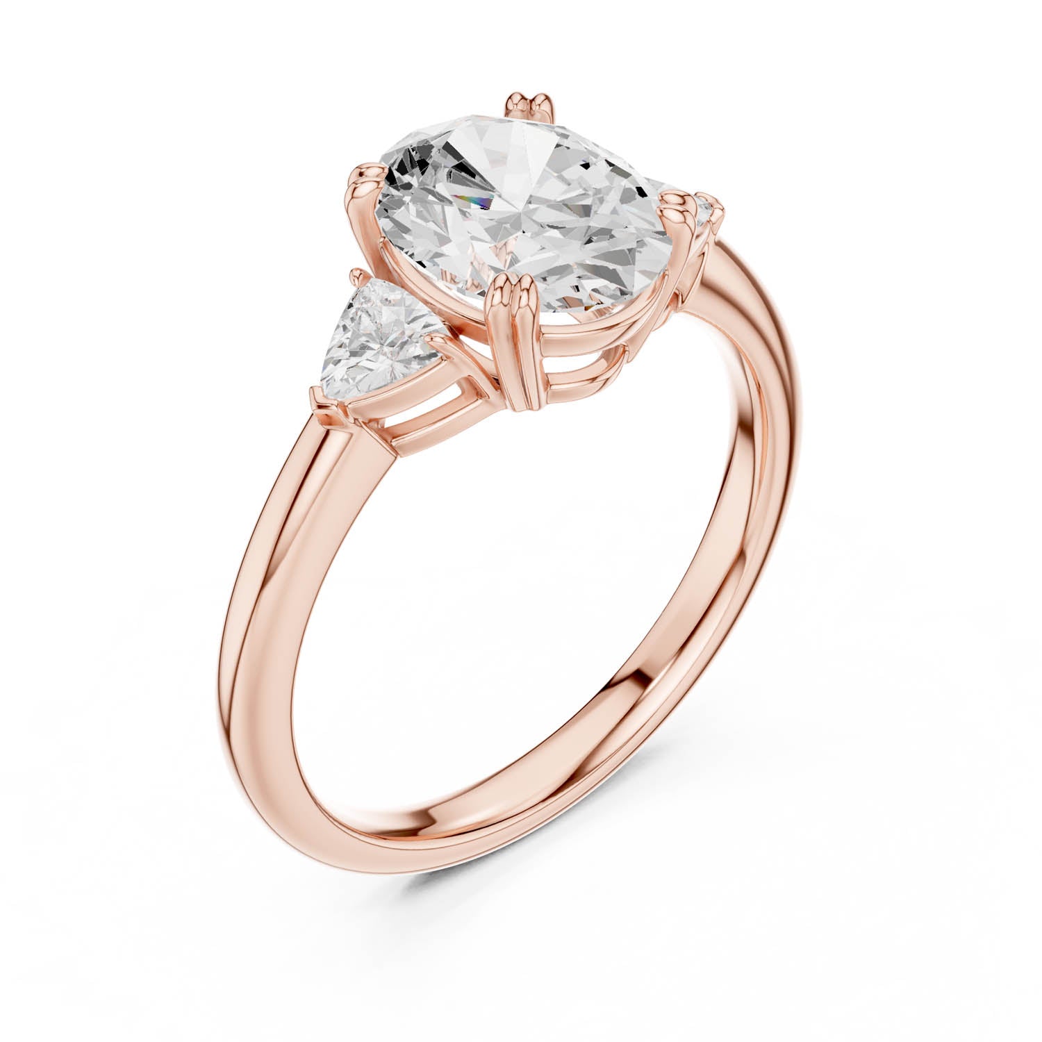2.40 Ct. Oval Diamond Three-Stone Ring with Trillion Side Stones (DDLR-033-OV) 6