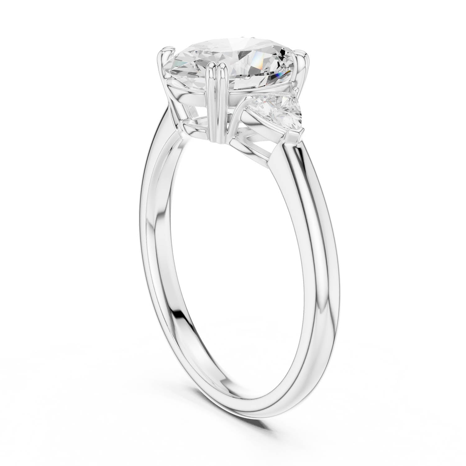 2.40 Ct. Oval Diamond Three-Stone Ring with Trillion Side Stones (DDLR-033-OV) 7
