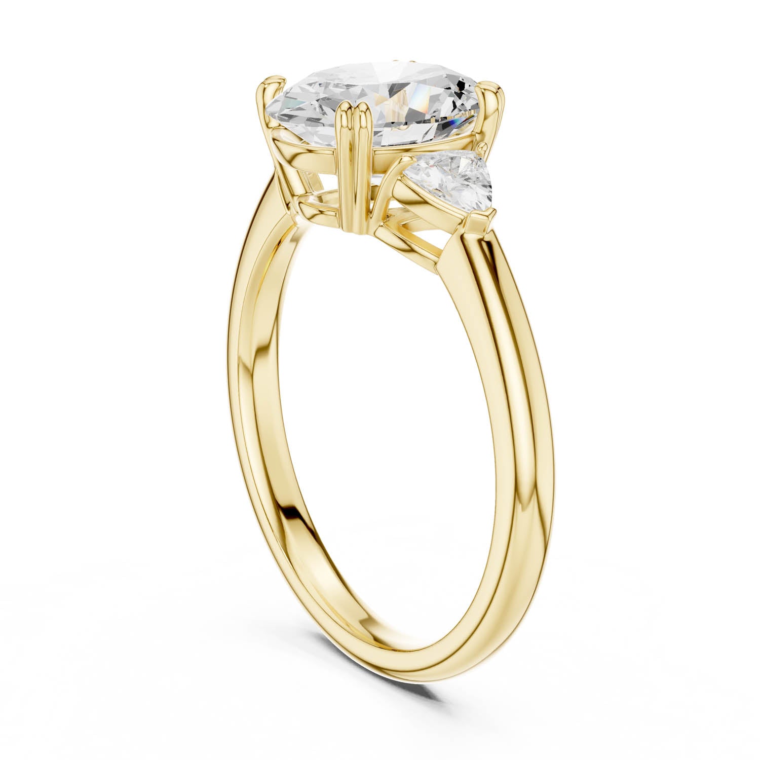 2.40 Ct. Oval Diamond Three-Stone Ring with Trillion Side Stones (DDLR-033-OV)