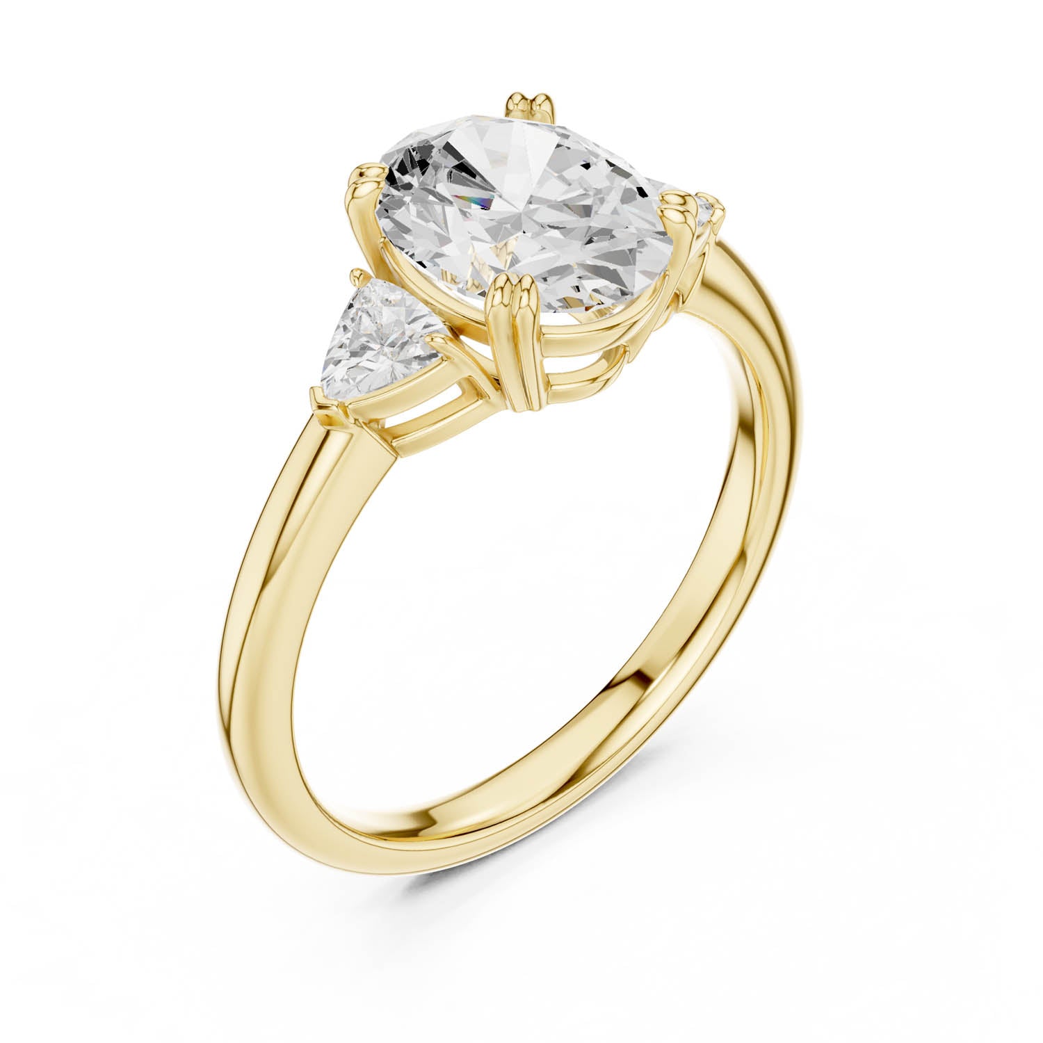 2.40 Ct. Oval Diamond Three-Stone Ring with Trillion Side Stones (DDLR-033-OV) 12