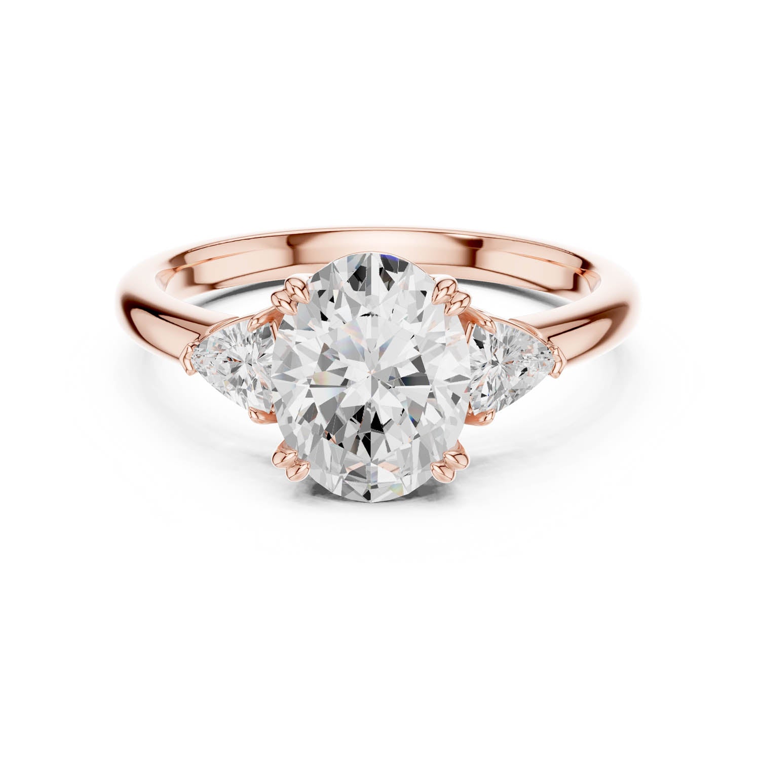 2.40 Ct. Oval Diamond Three-Stone Ring with Trillion Side Stones (DDLR-033-OV) 11