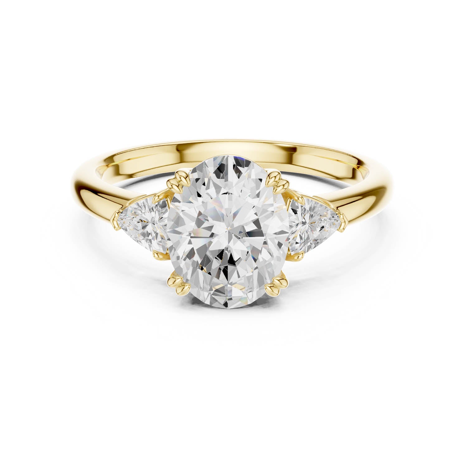 2.40 Ct. Oval Diamond Three-Stone Ring with Trillion Side Stones (DDLR-033-OV) 8