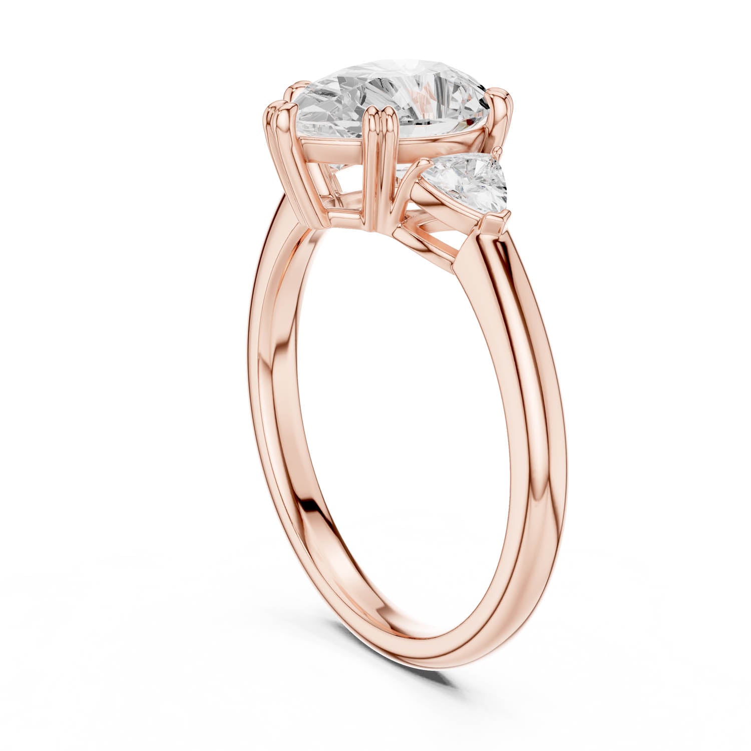 2.40 Ct. Pear-Shaped Diamond Three-Stone Ring with Trillion Side Stones (DDLR-033-PE) 12